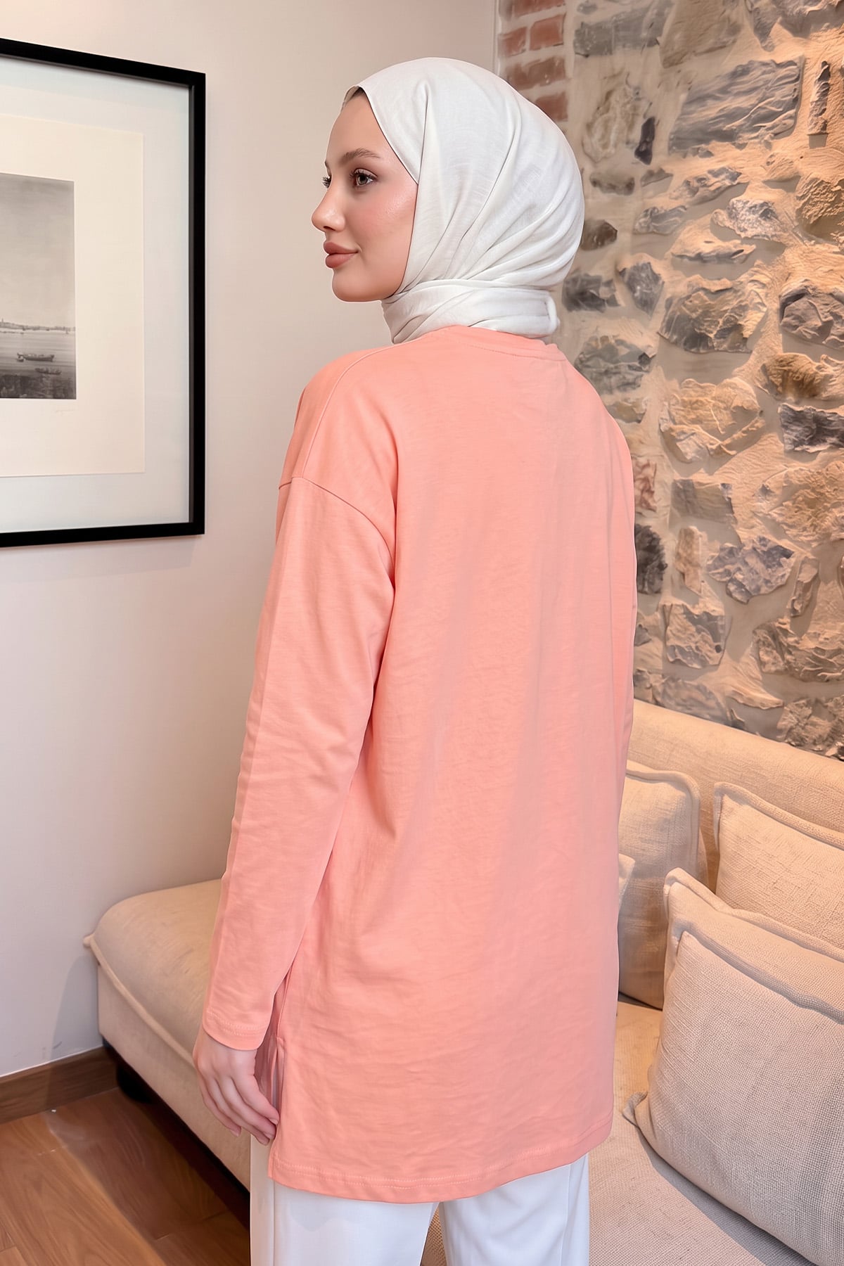 Kedi Baskılı Tunik 13230 - SOMON | zenne.com 