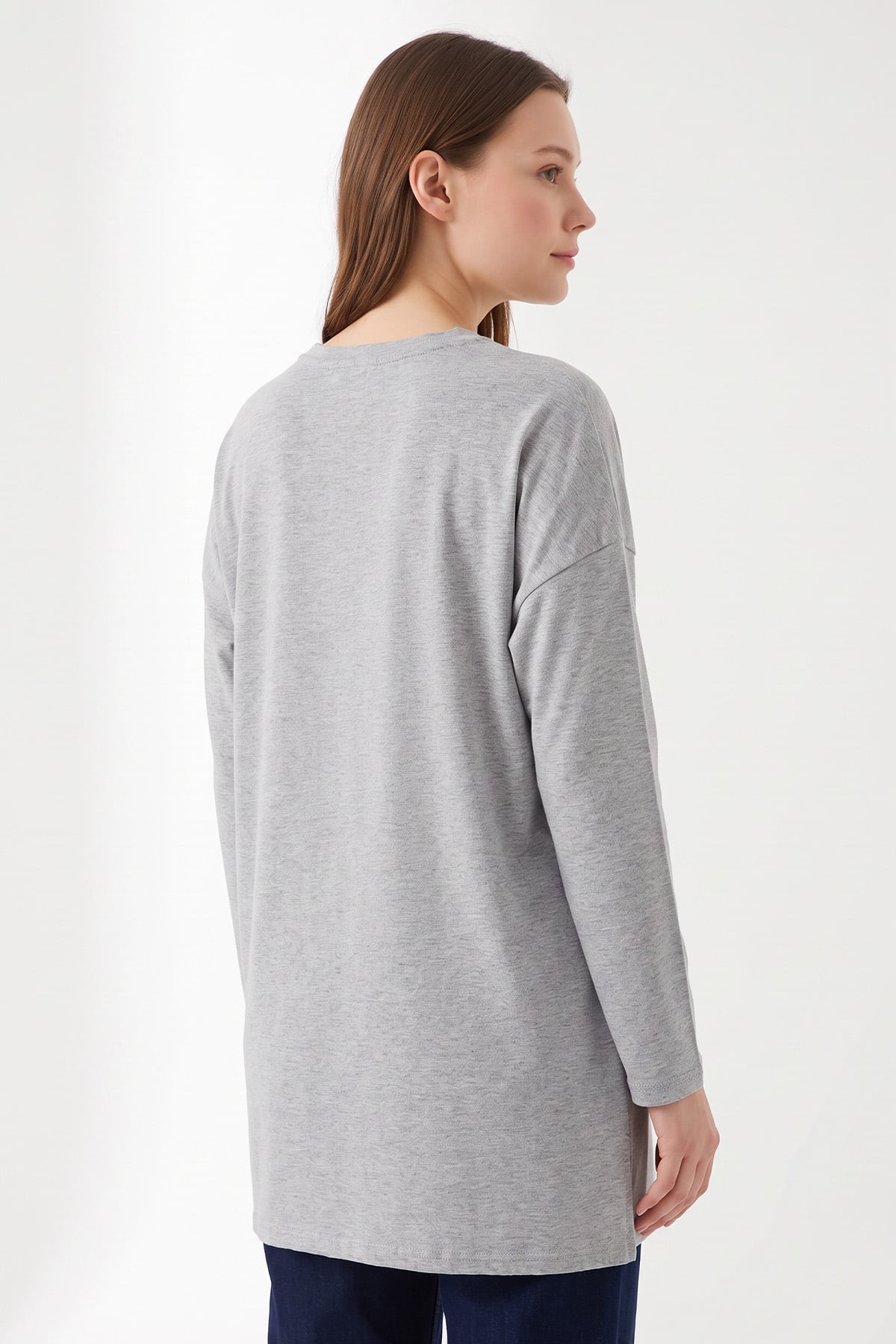 Kedi Baskılı Tunik 13230 - GRİ | zenne.com 