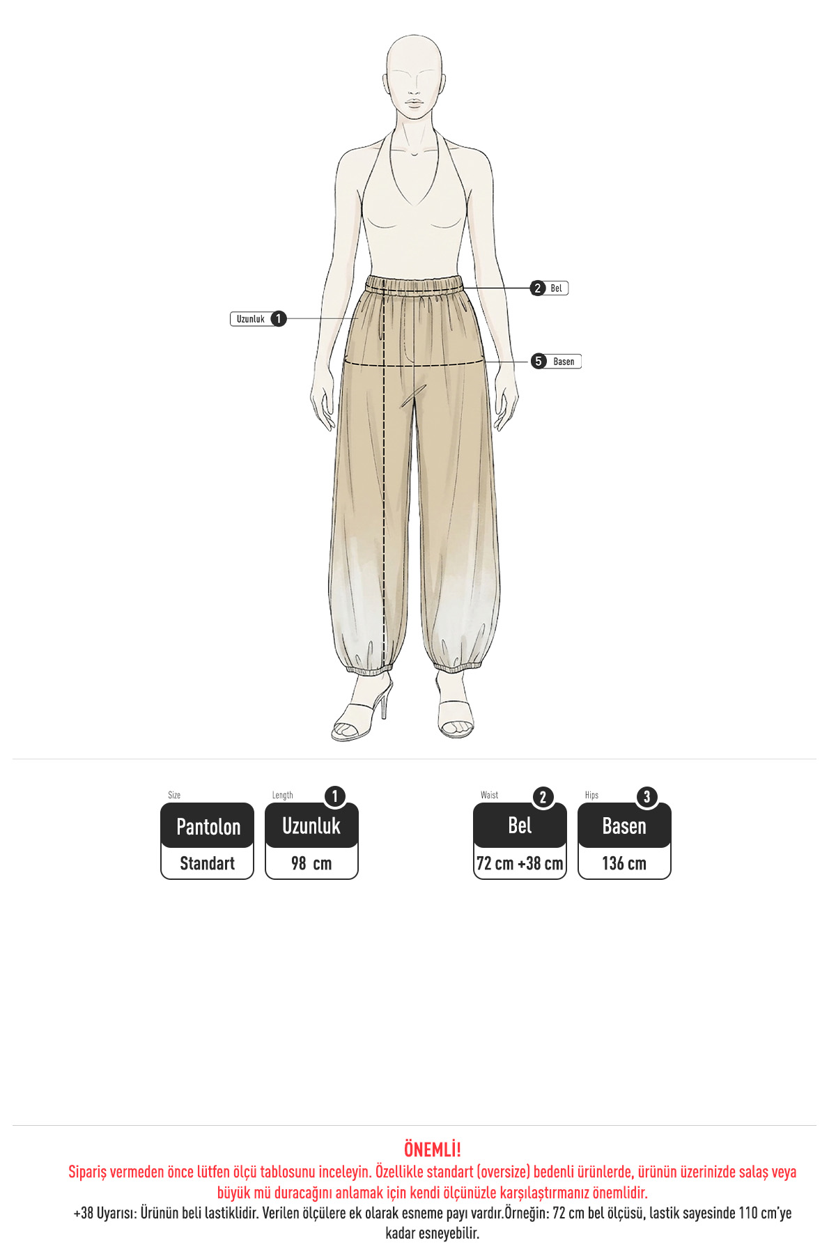 Şalvar Pantolon 262235 - BEYAZ  | zenne.com 