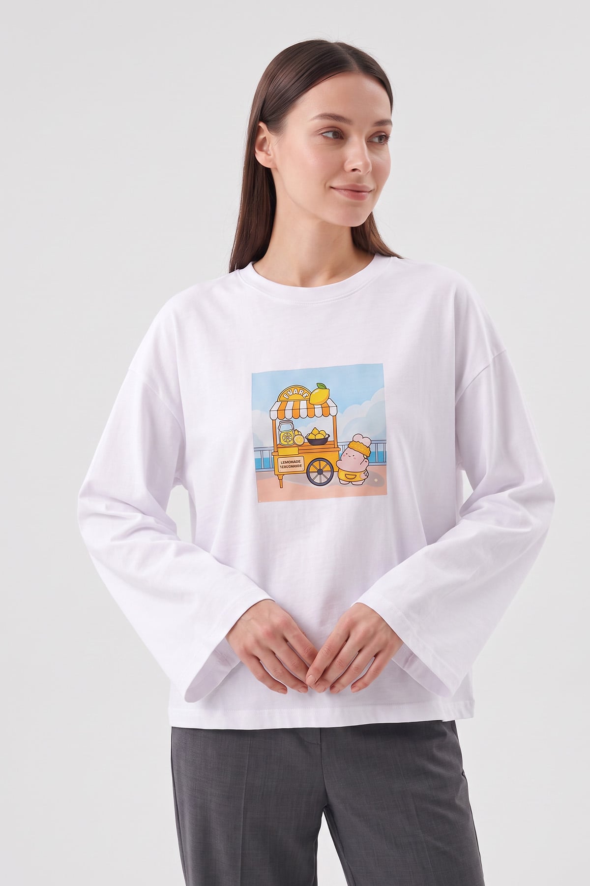 Baskılı Tunik 13227 - BEYAZ | zenne.com 