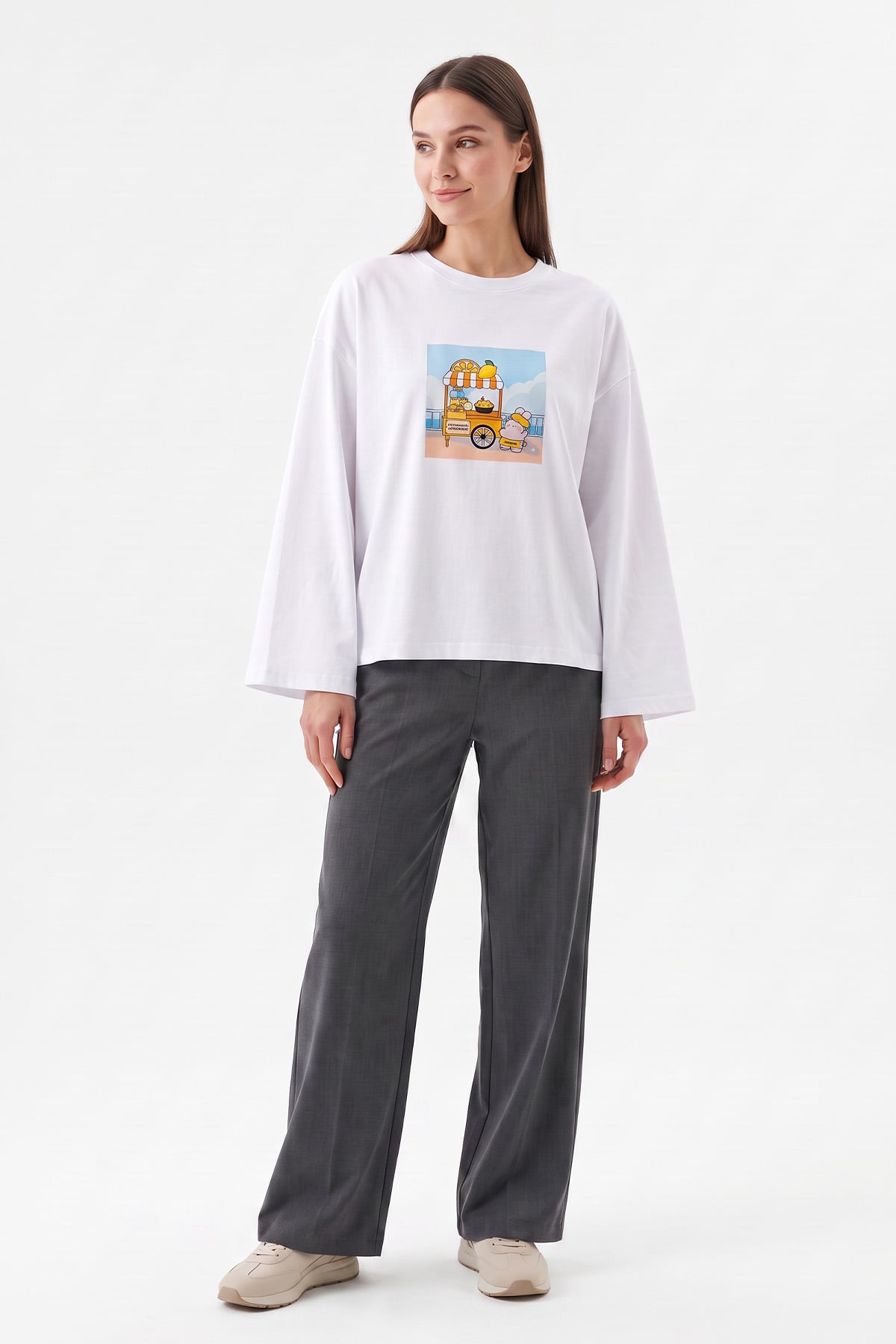Baskılı Tunik 13227 - BEYAZ | zenne.com 