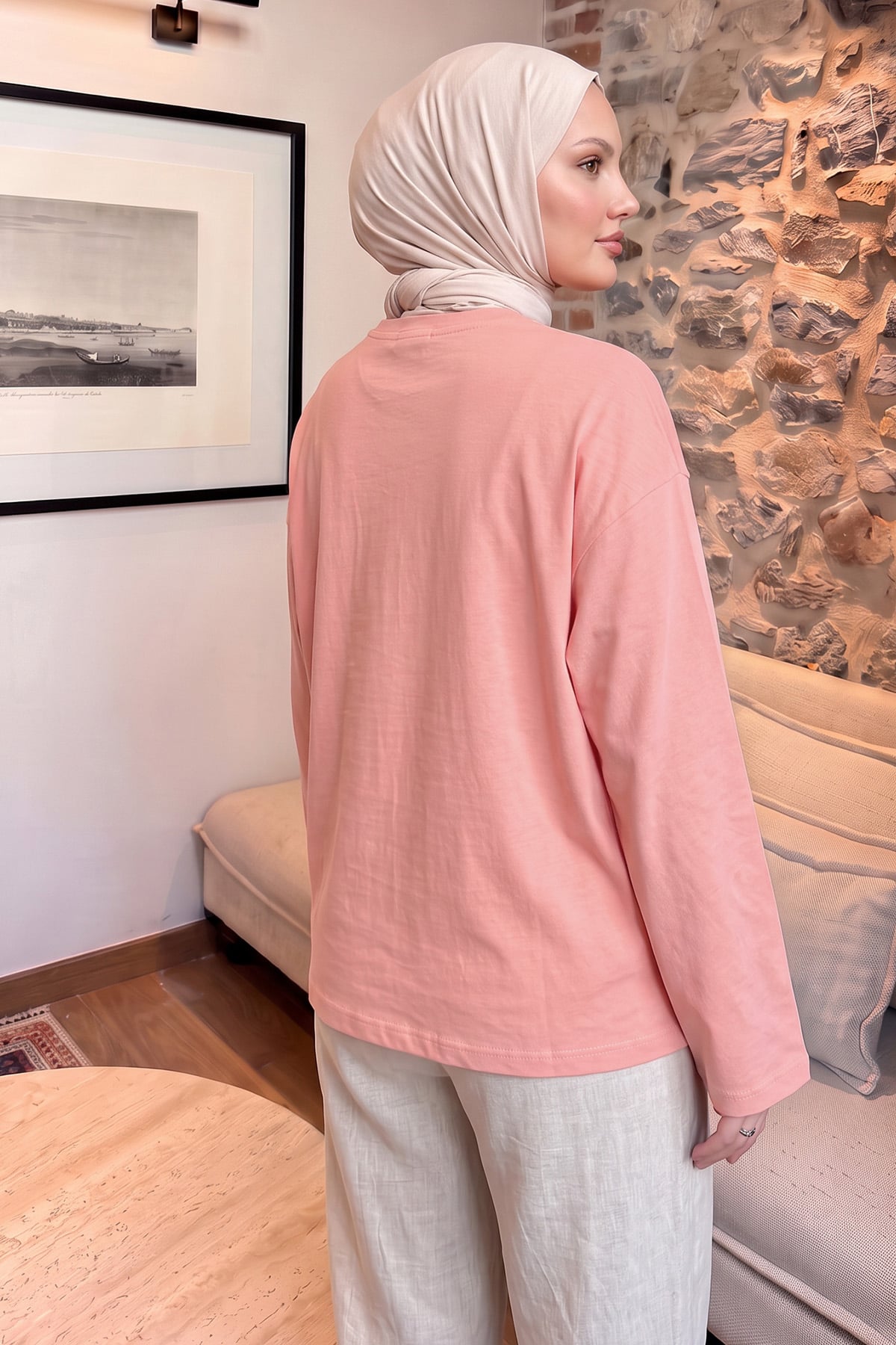 Baskılı Tunik 13227 - PEMBE | zenne.com 