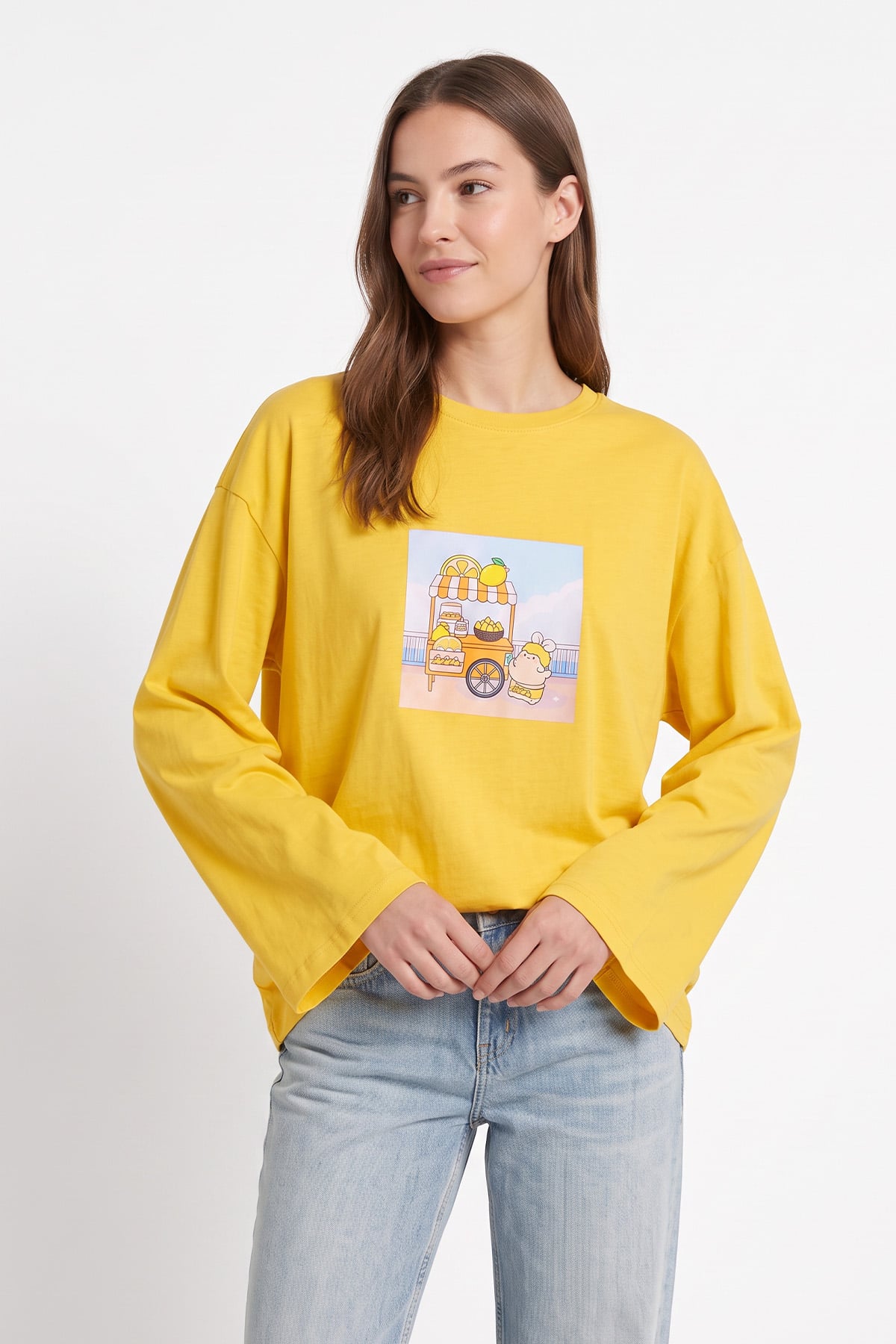 Baskılı Tunik 13227 - SARI | zenne.com 