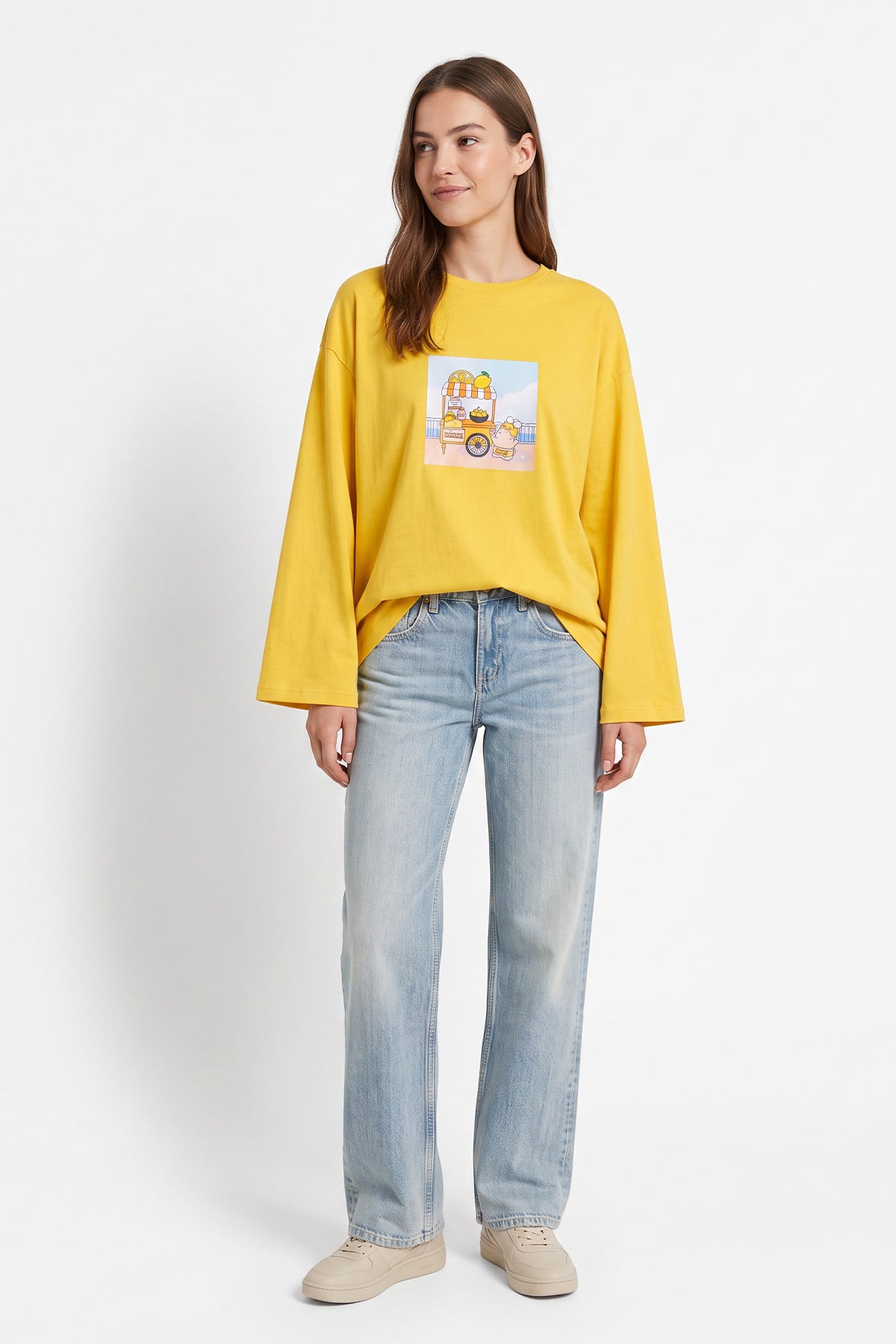 Baskılı Tunik 13227 - SARI | zenne.com 
