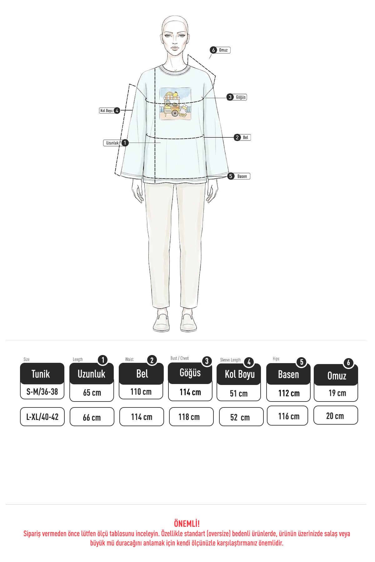 Baskılı Tunik 13227 - GRİ | zenne.com 