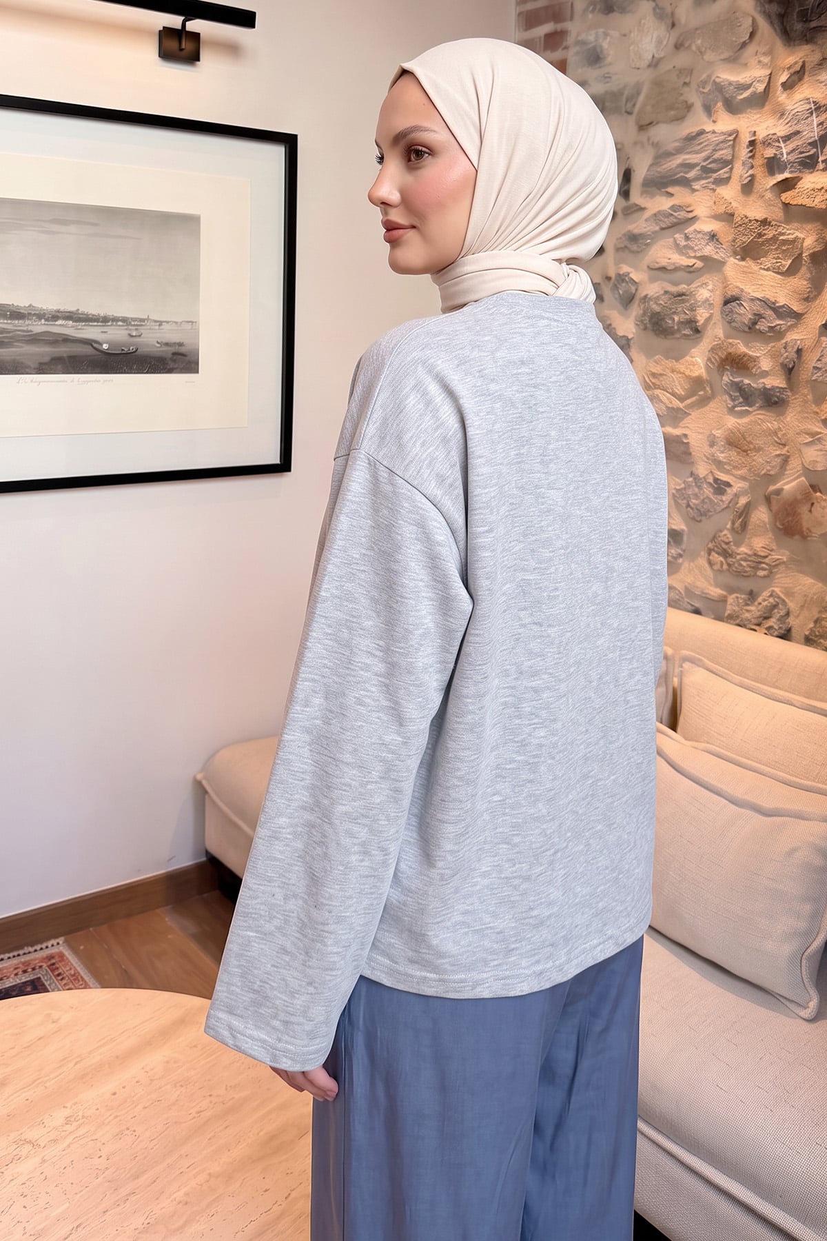 Baskılı Tunik 13227 - GRİ | zenne.com 