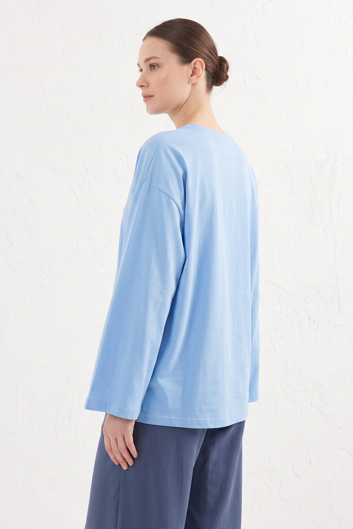 Baskılı Tunik 13227 - BEBE MAVİSİ | zenne.com 