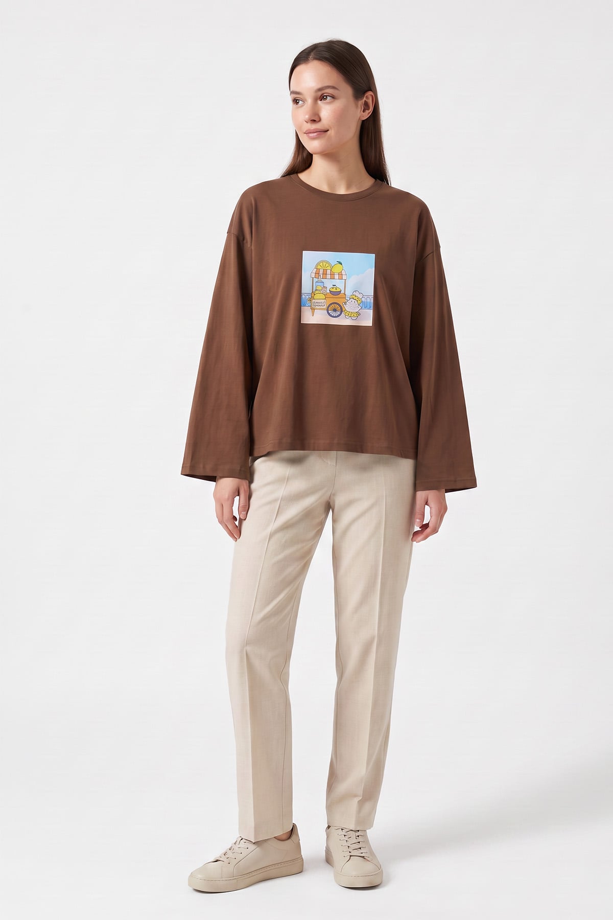 Baskılı Tunik 13227 - KAHVE | zenne.com 