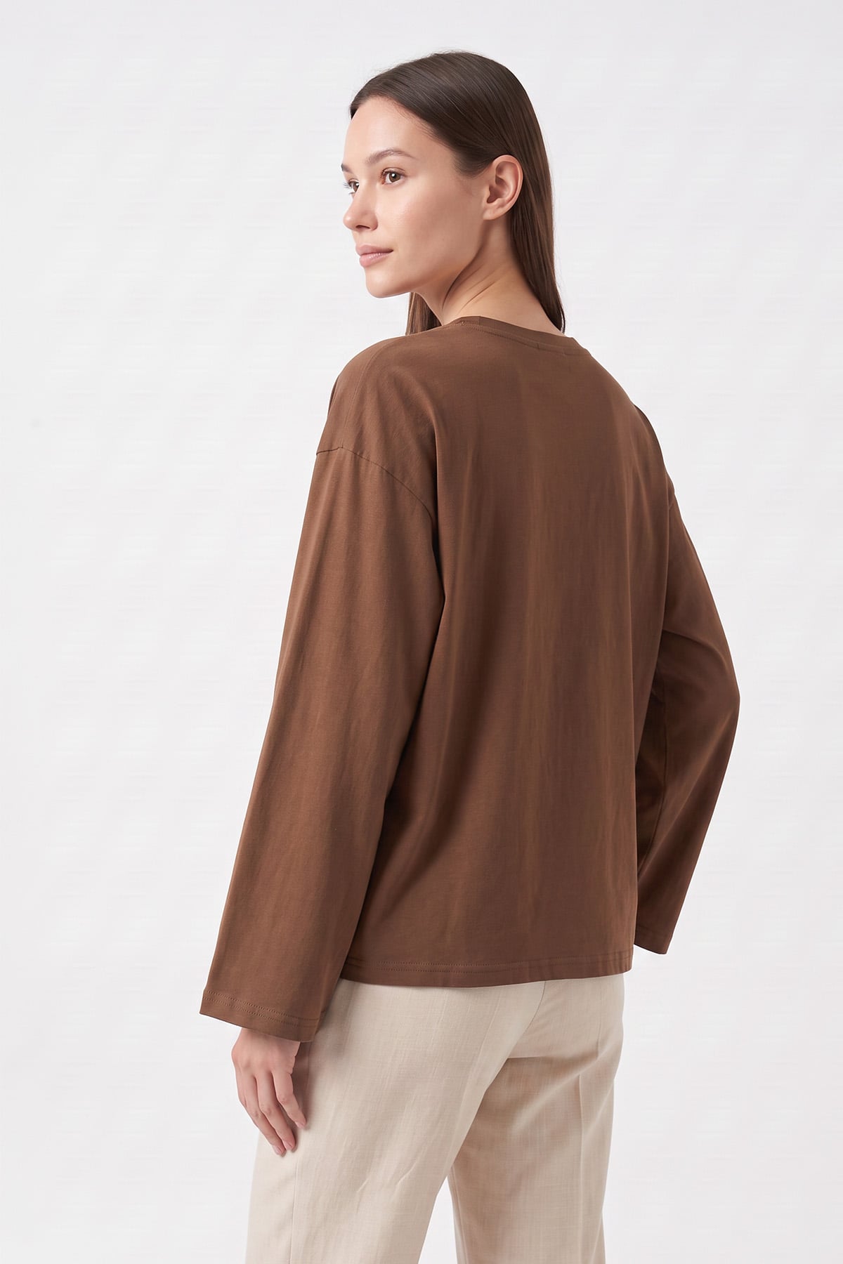 Baskılı Tunik 13227 - KAHVE | zenne.com 