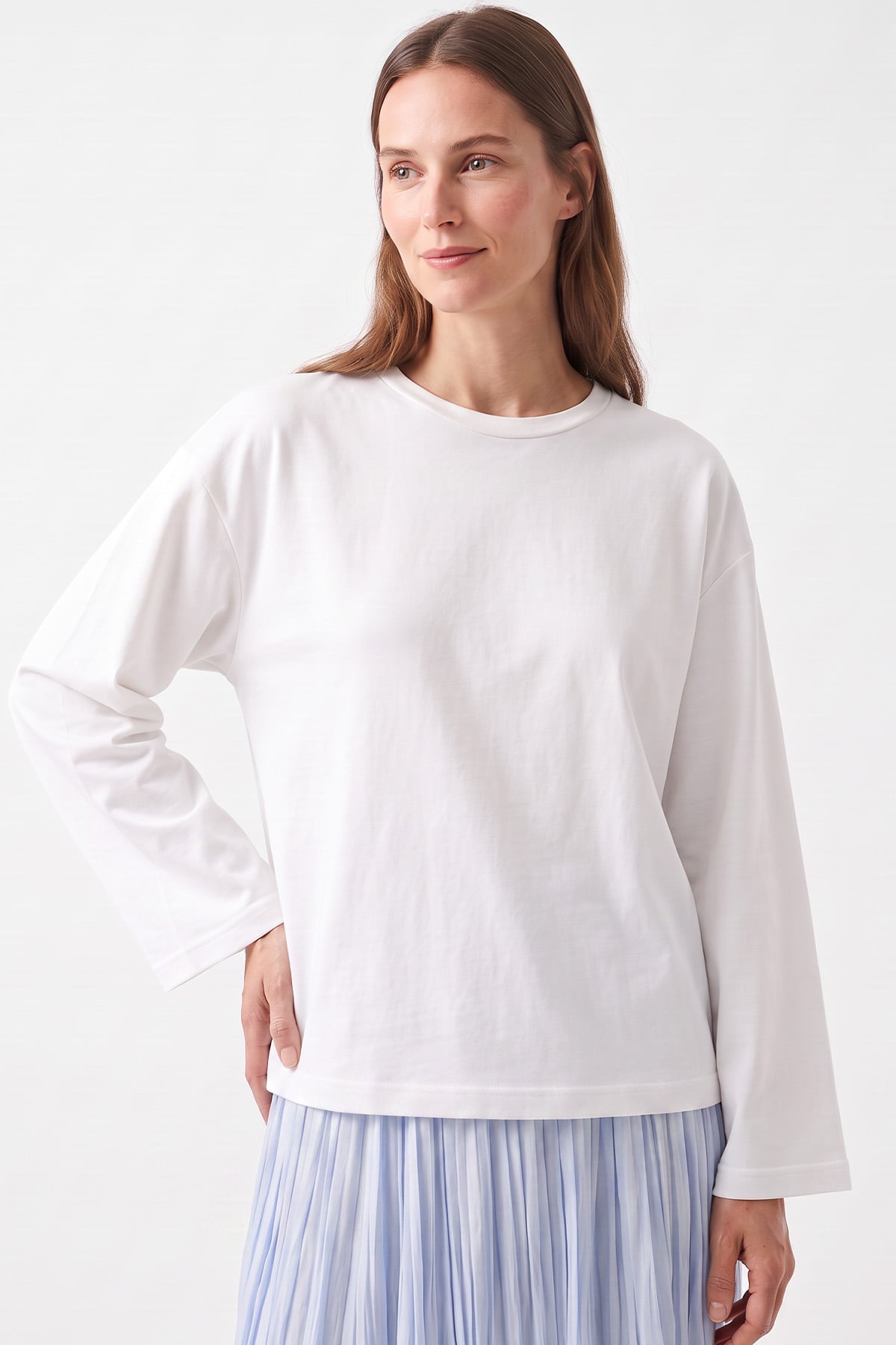 Penye Bluz 13072 - BEYAZ | zenne.com 