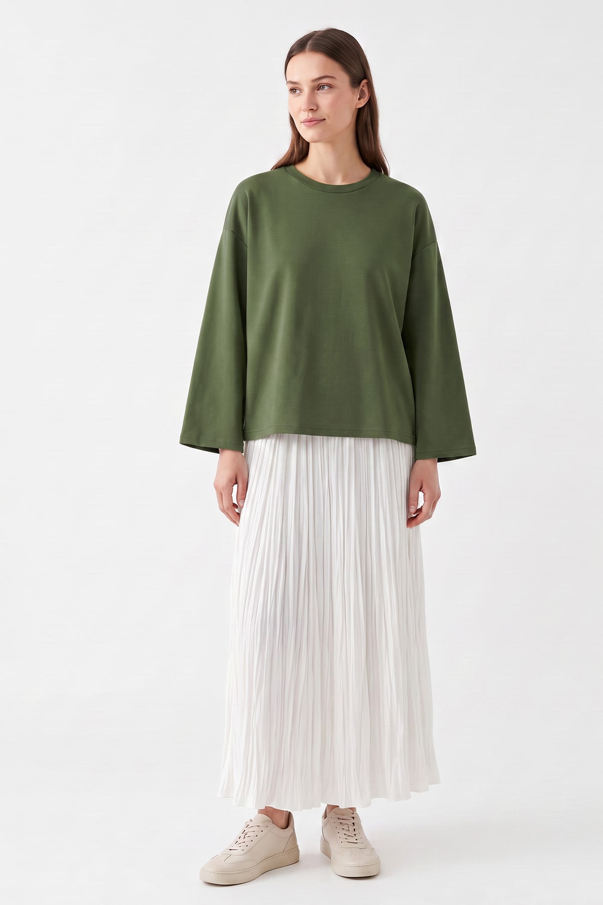 Penye Bluz 13072 - YEŞİL | zenne.com 