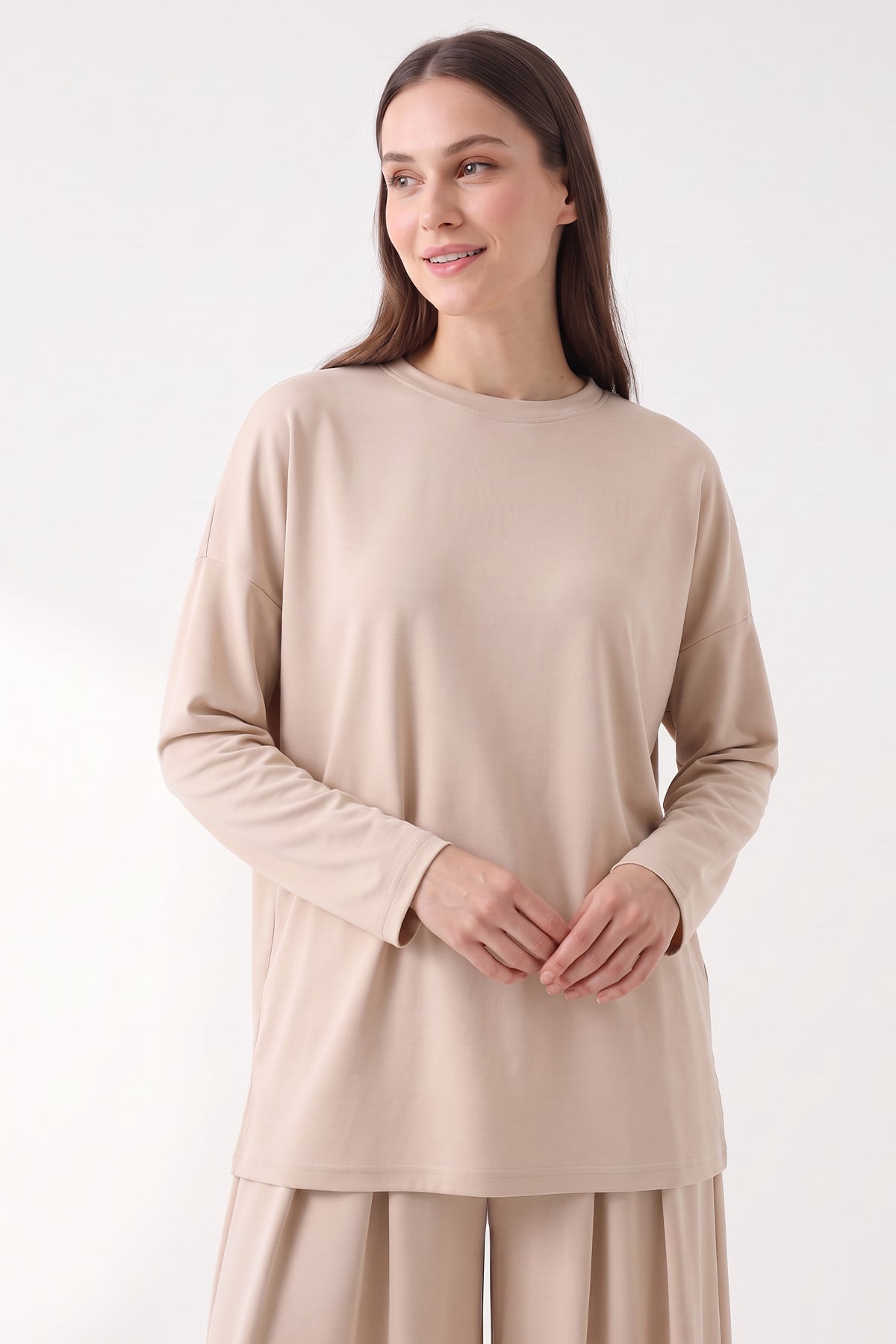 Pileli Pantolonlu Pike Takım 40779 - BEJ | zenne.com 
