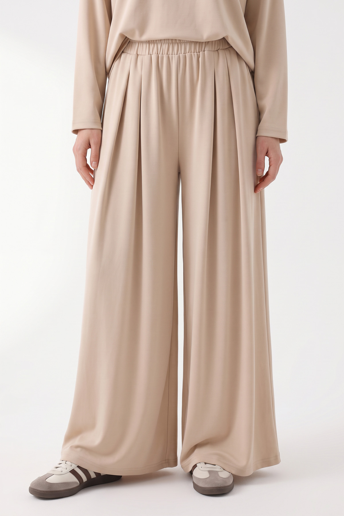 Pileli Pantolonlu Pike Takım 40779 - BEJ | zenne.com 