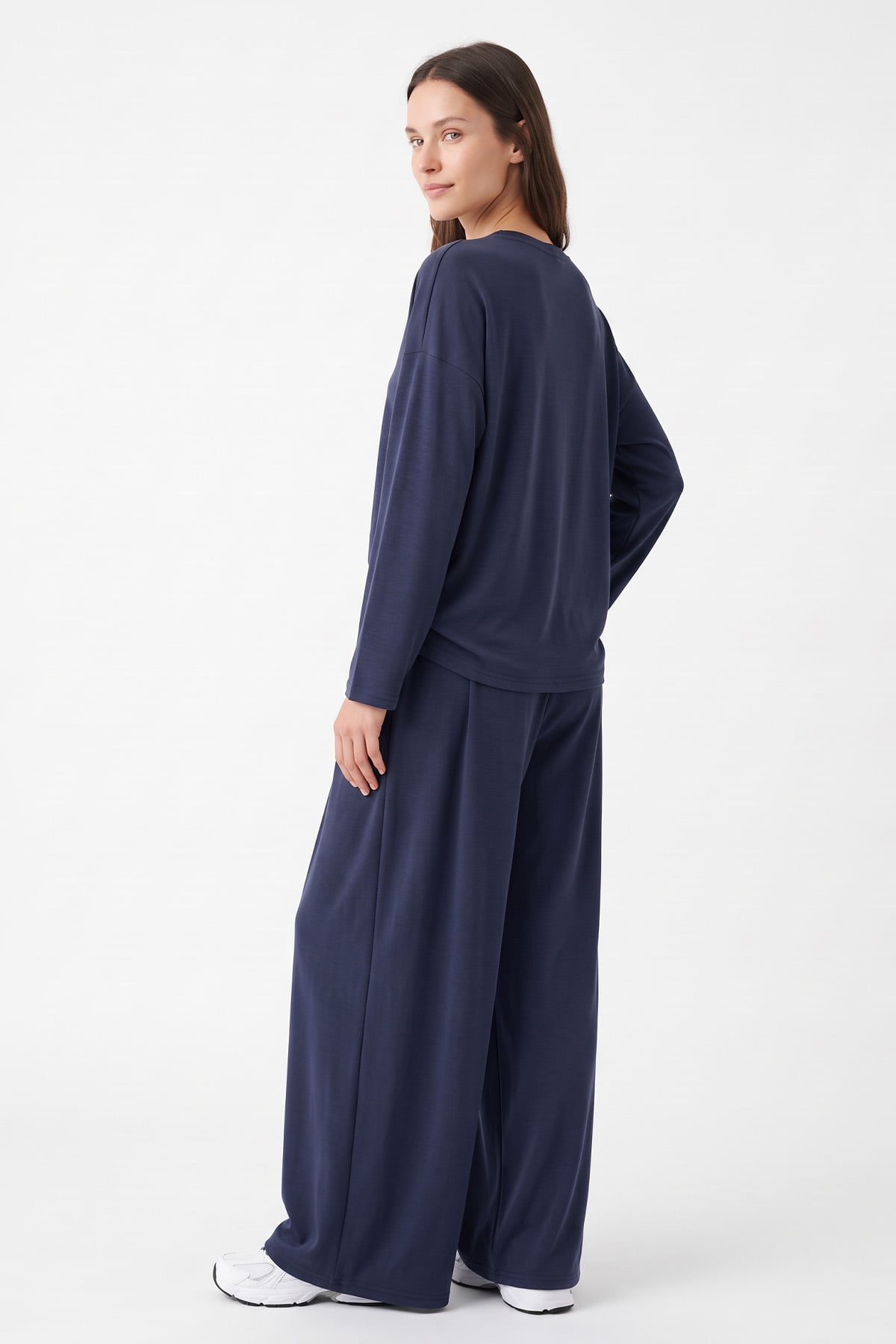 Pileli Pantolonlu Pike Takım  40779 -  LACİVERT | zenne.com 