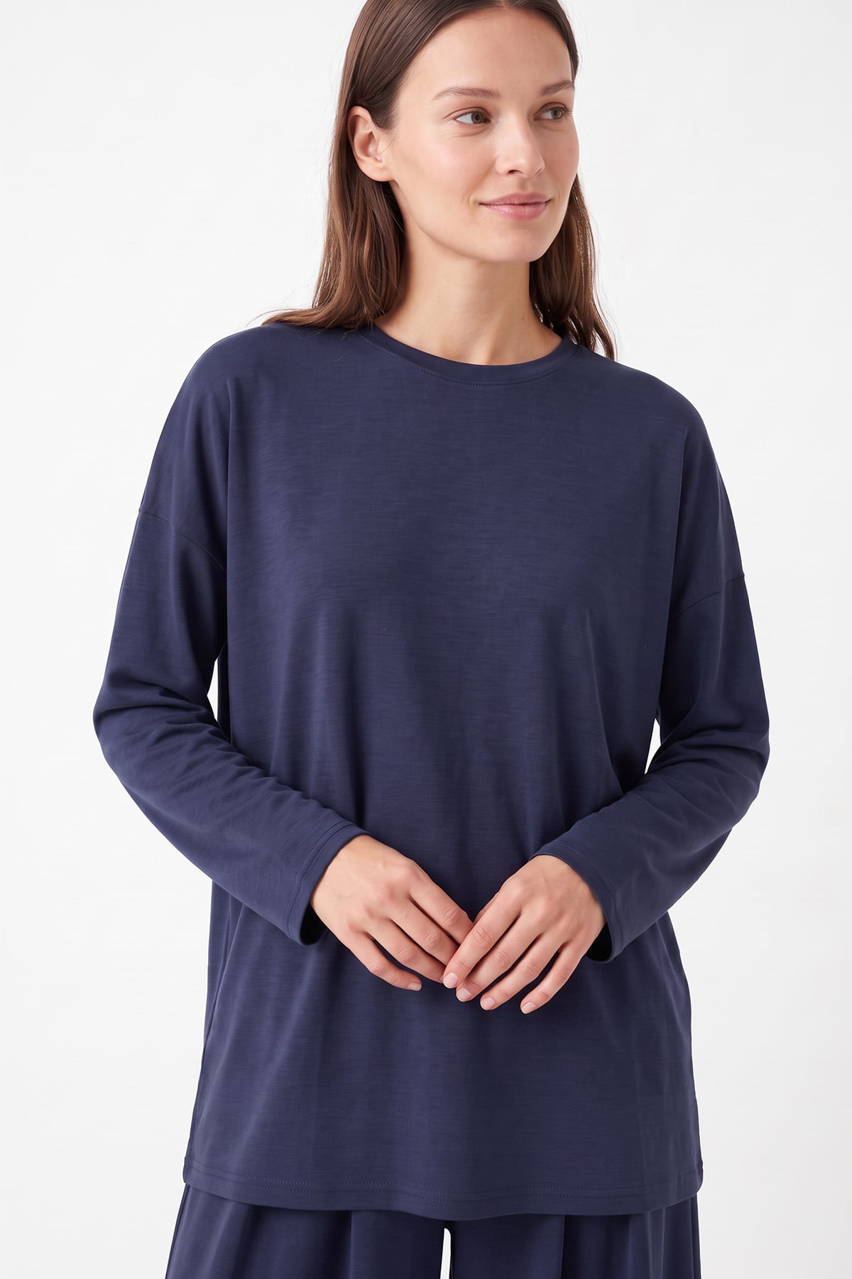 Pileli Pantolonlu Pike Takım  40779 -  LACİVERT | zenne.com 