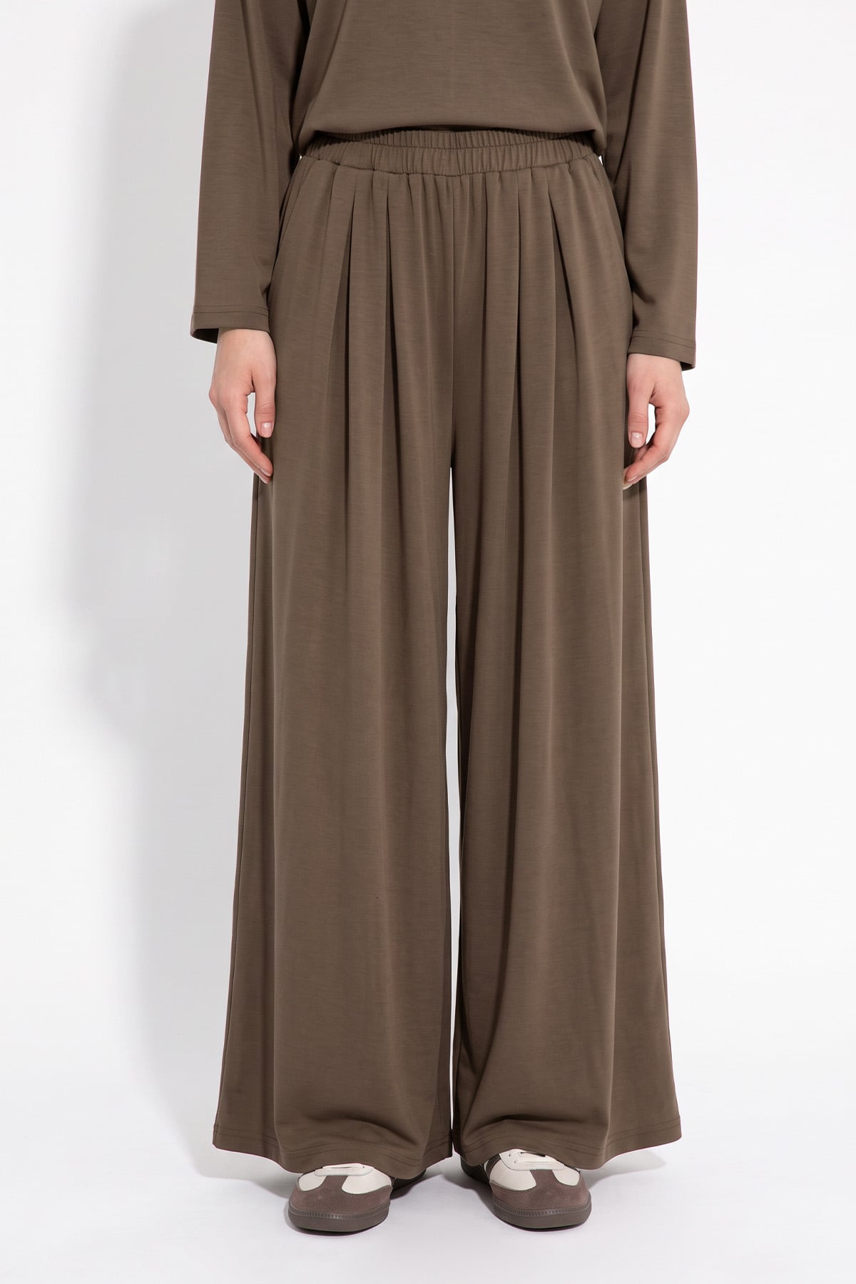 Pileli Pantolonlu Pike Takım 40779 - KAHVE | zenne.com 