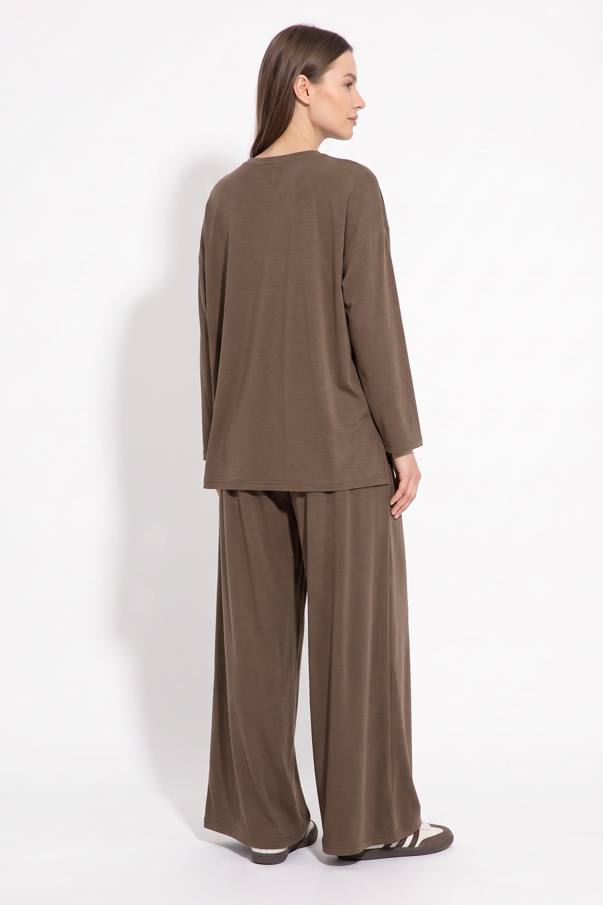 Pileli Pantolonlu Pike Takım 40779 - KAHVE | zenne.com 
