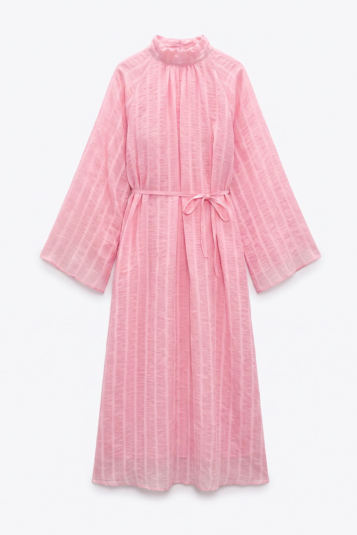 Reglan Kol Çizgili Elbise Y0168 - PEMBE | zenne.com 