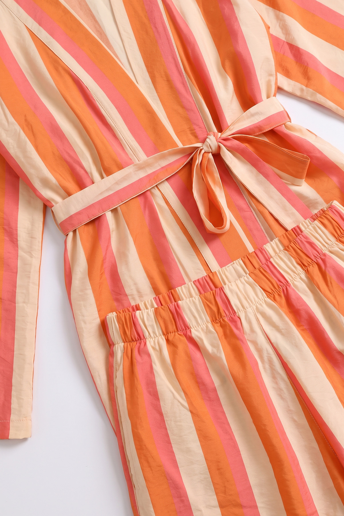Çizgili Kimono Takım Y0169 - MERCAN | zenne.com 