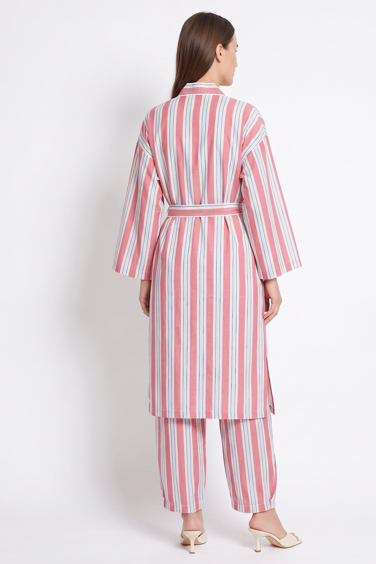 Çizgili Kimono Takım Y0169 - PEMBE | zenne.com 
