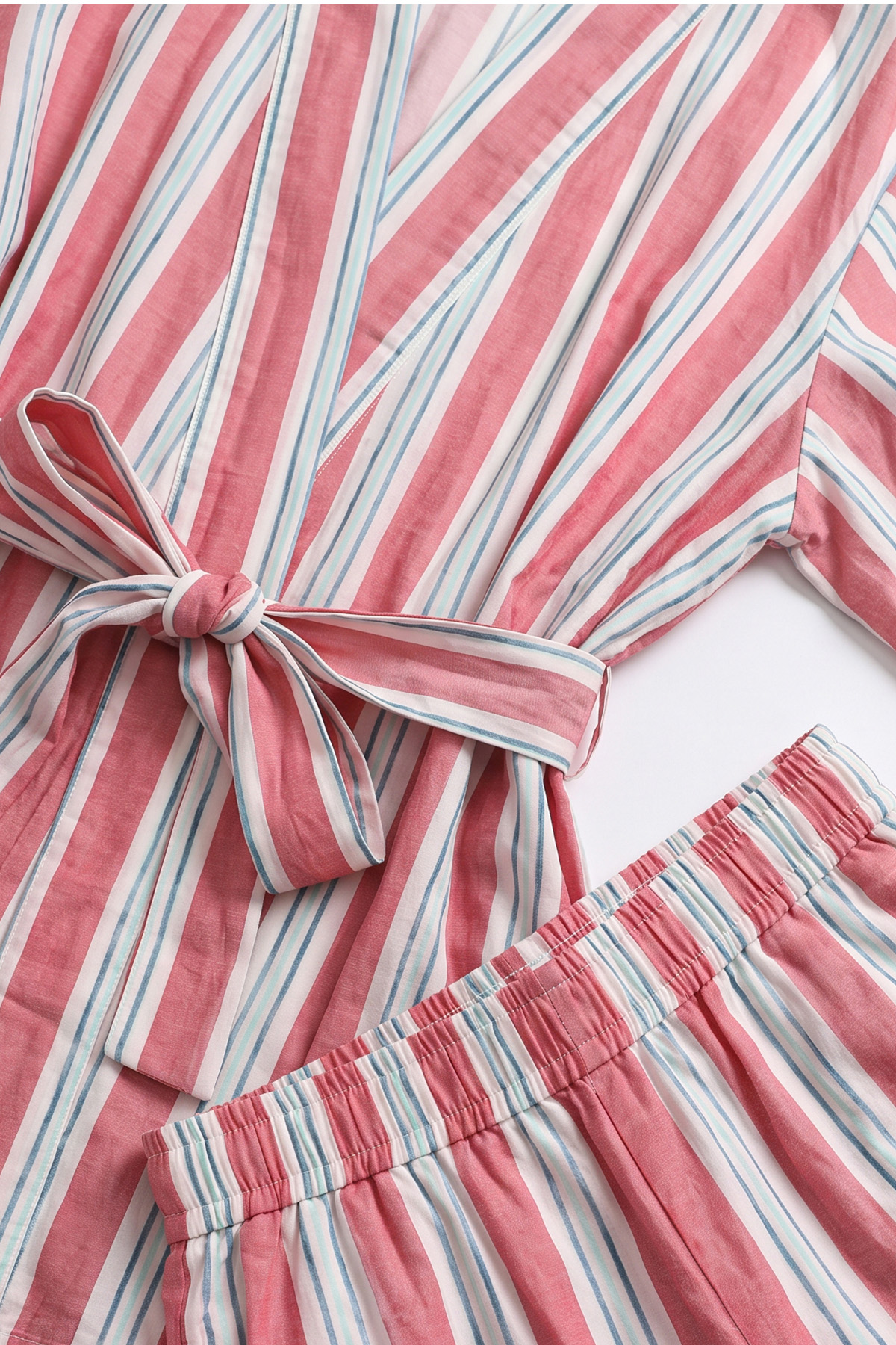 Çizgili Kimono Takım Y0169 - PEMBE | zenne.com 