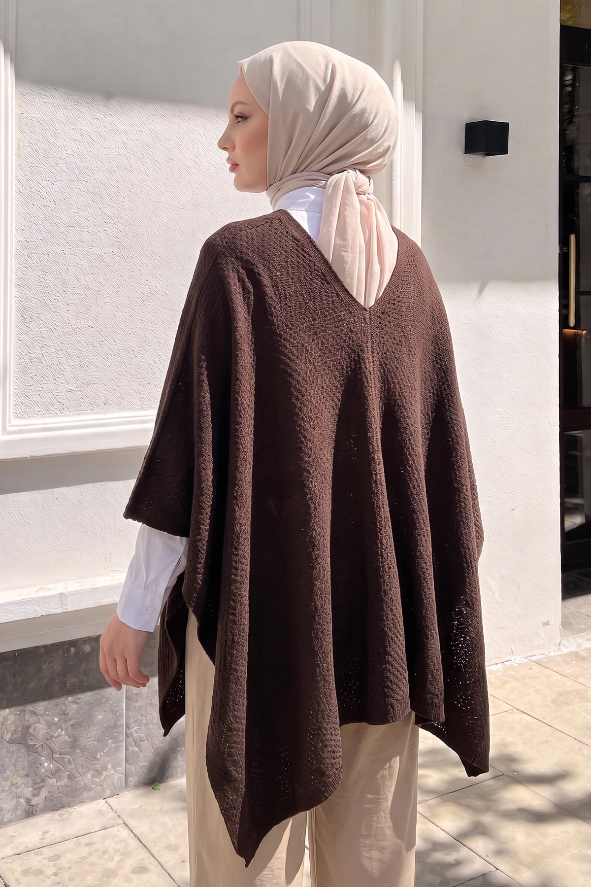 Ön Detaylı Panço Hırka 13187 - KAHVE | zenne.com 