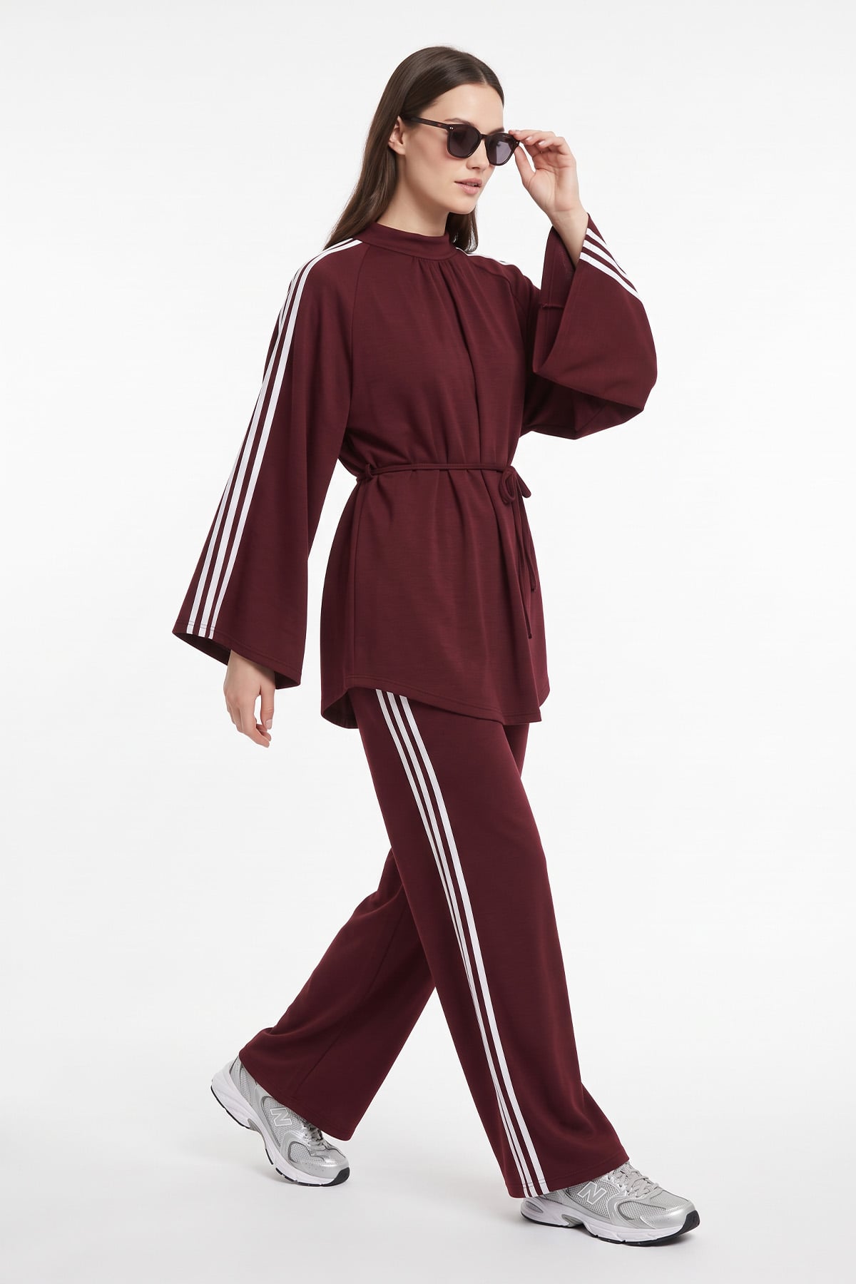 Şerit Detaylı Takım 202703 - BORDO | zenne.com 