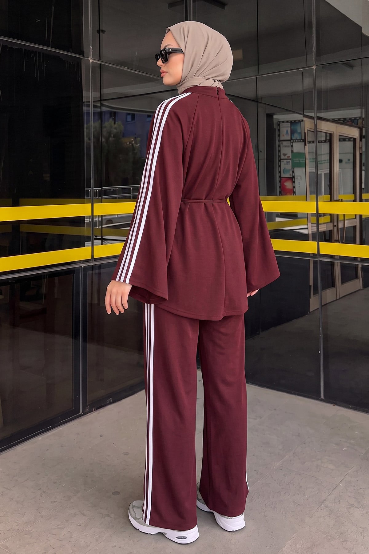 Şerit Detaylı Takım 202703 - BORDO | zenne.com 