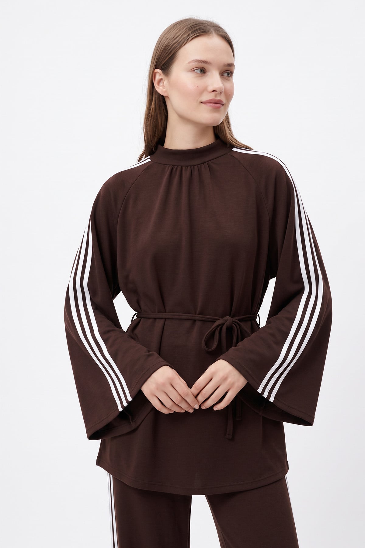 Şerit Detaylı Takım 202703 - KAHVE | zenne.com 