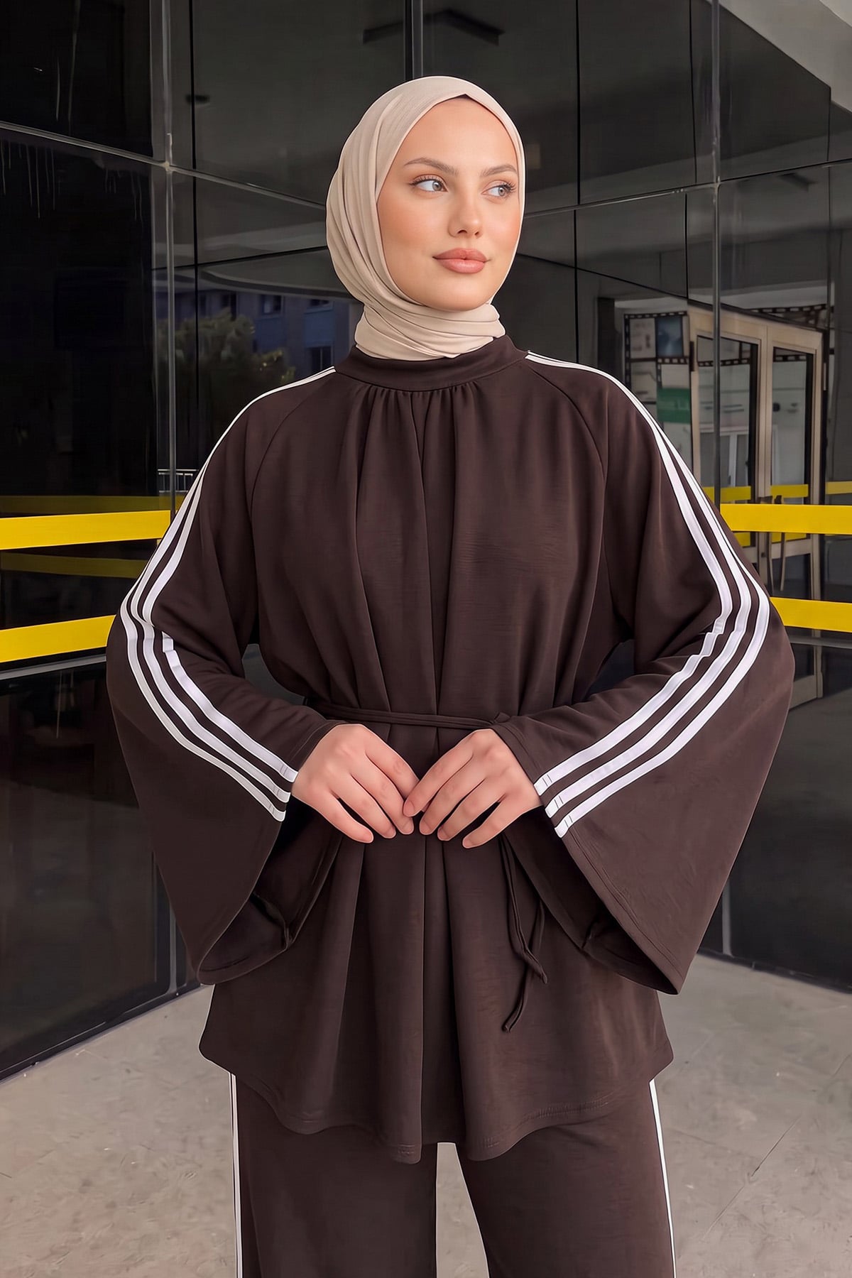 Şerit Detaylı Takım 202703 - KAHVE | zenne.com 