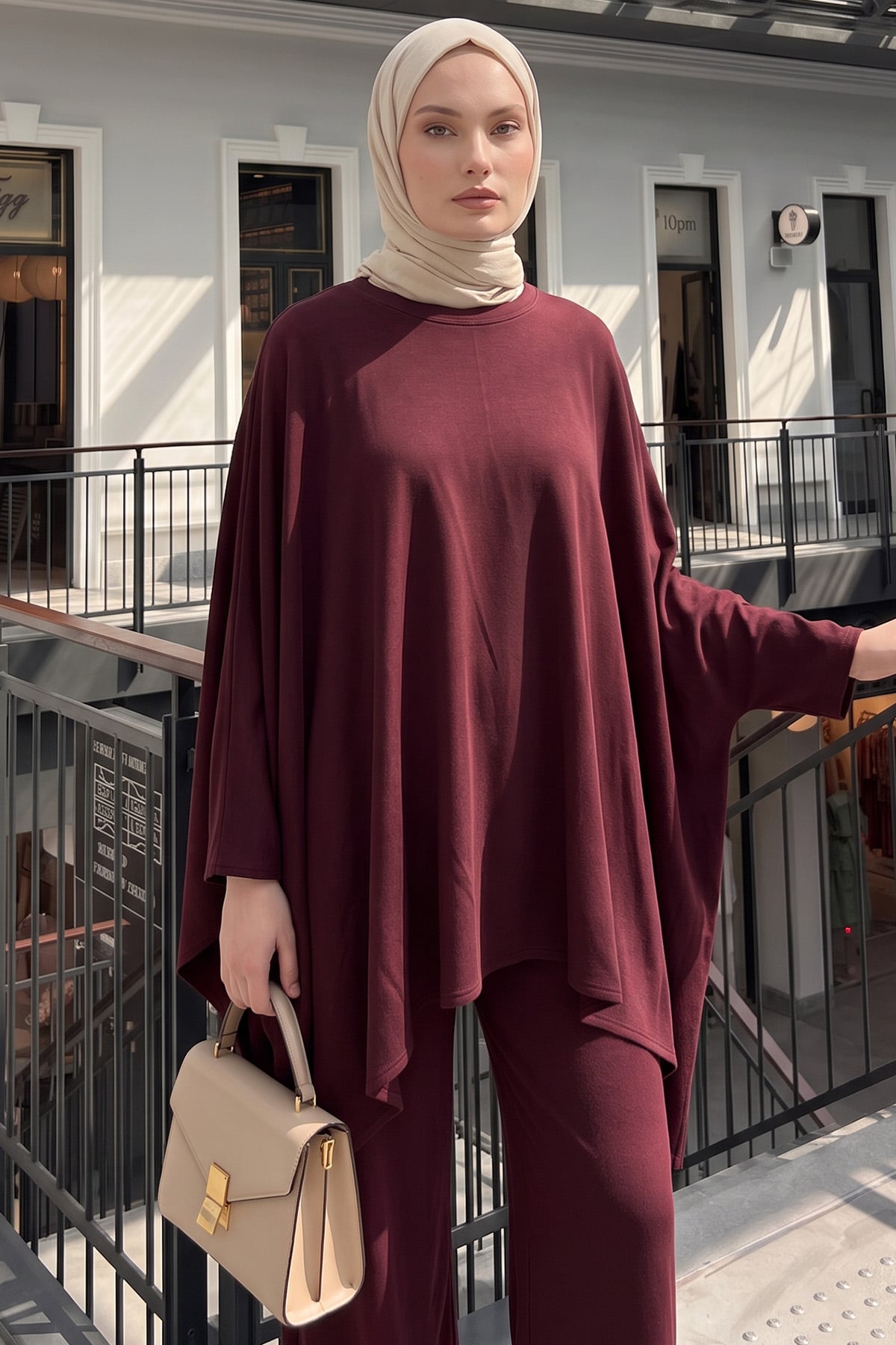 Asimetrik Kesim Takım 202706 - BORDO | zenne.com 