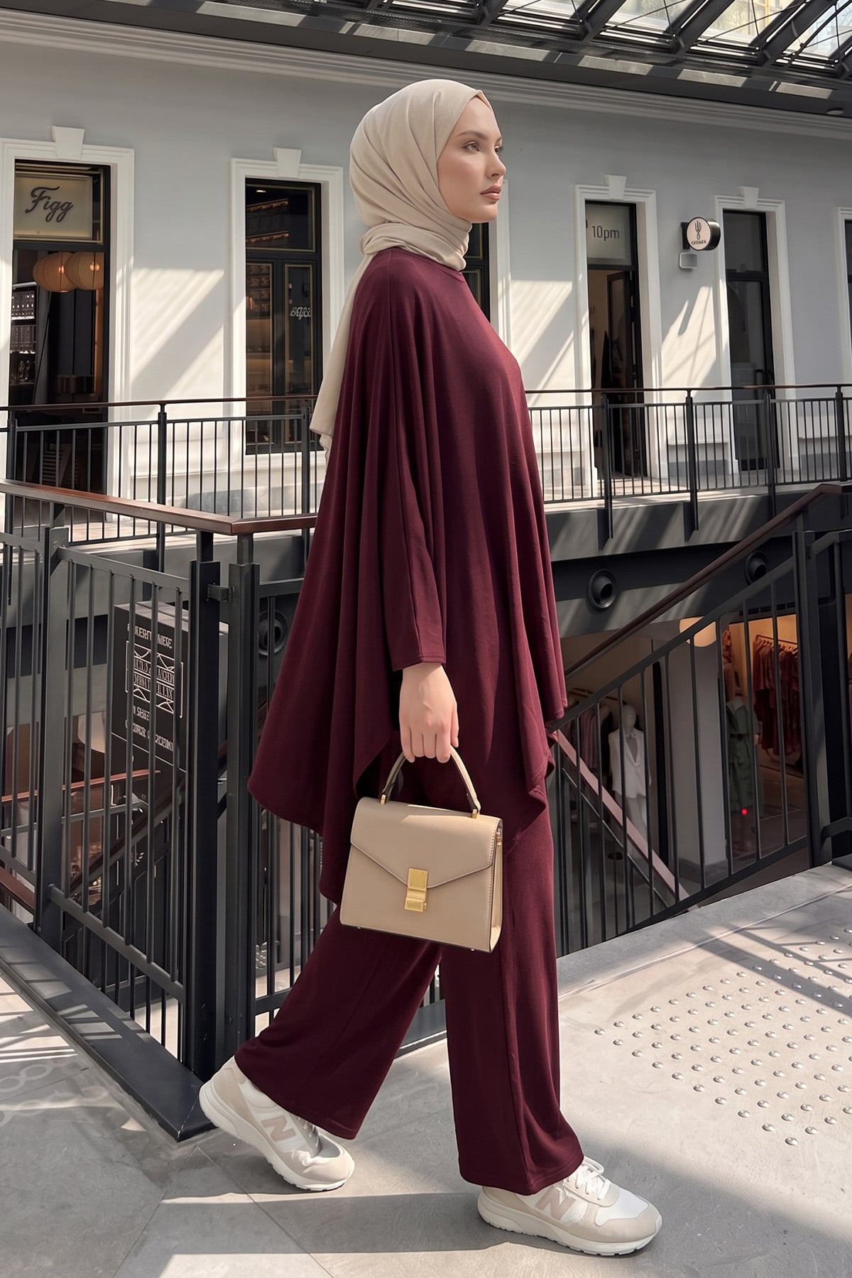 Asimetrik Kesim Takım 202706 - BORDO | zenne.com 