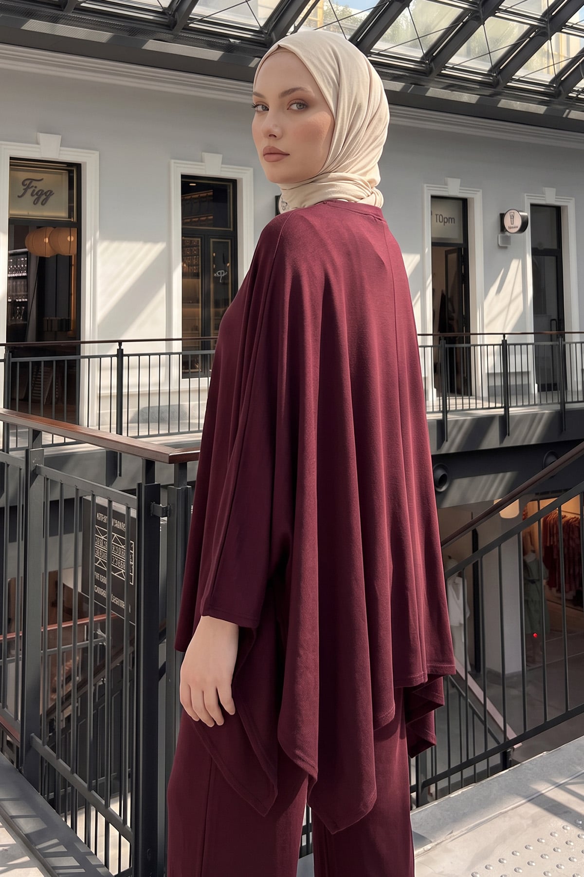 Asimetrik Kesim Takım 202706 - BORDO | zenne.com 