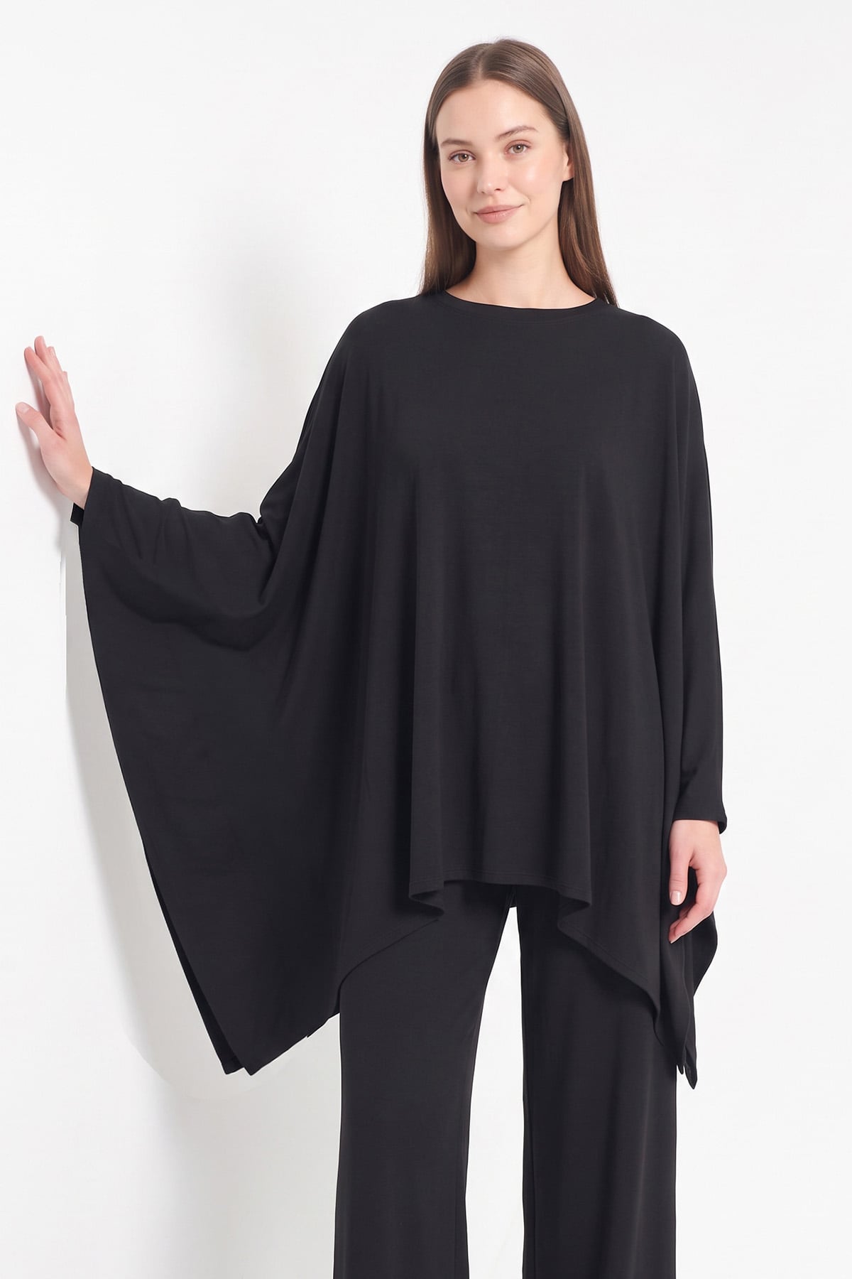 Asimetrik Kesim Takım 202706 - SİYAH | zenne.com 