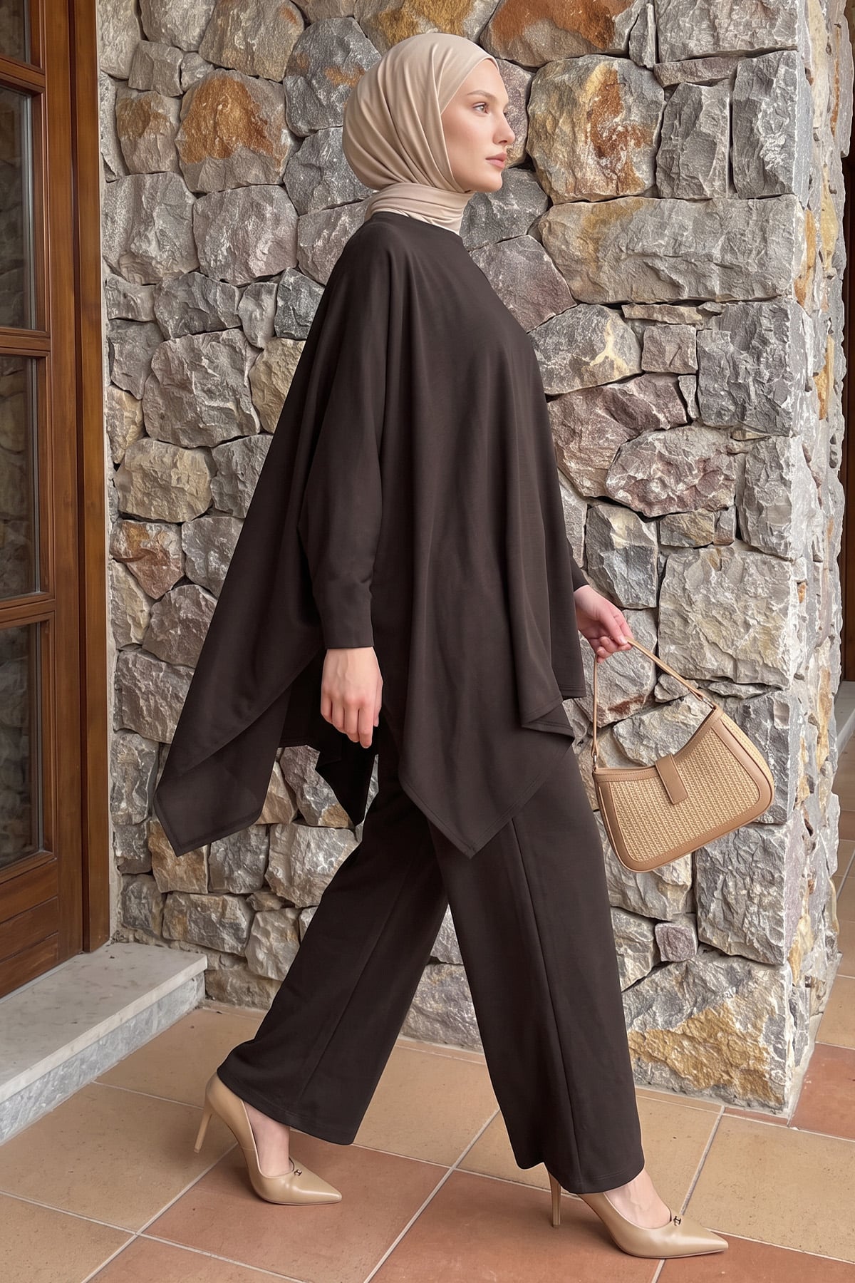 Asimetrik Kesim Takım 202706 - KAHVE | zenne.com 