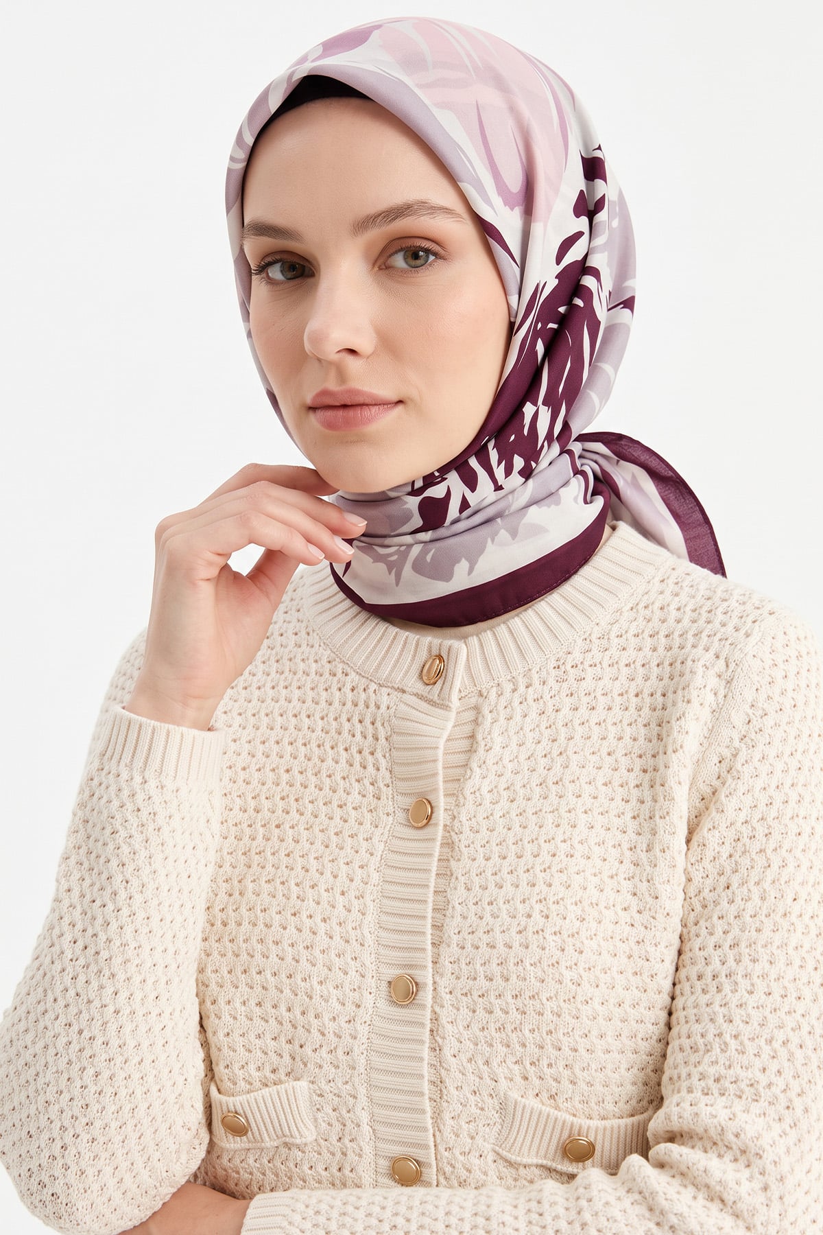 Manolya Çiçeği Aqua Soft Eşarp 8049 - MÜRDÜM | zenne.com 