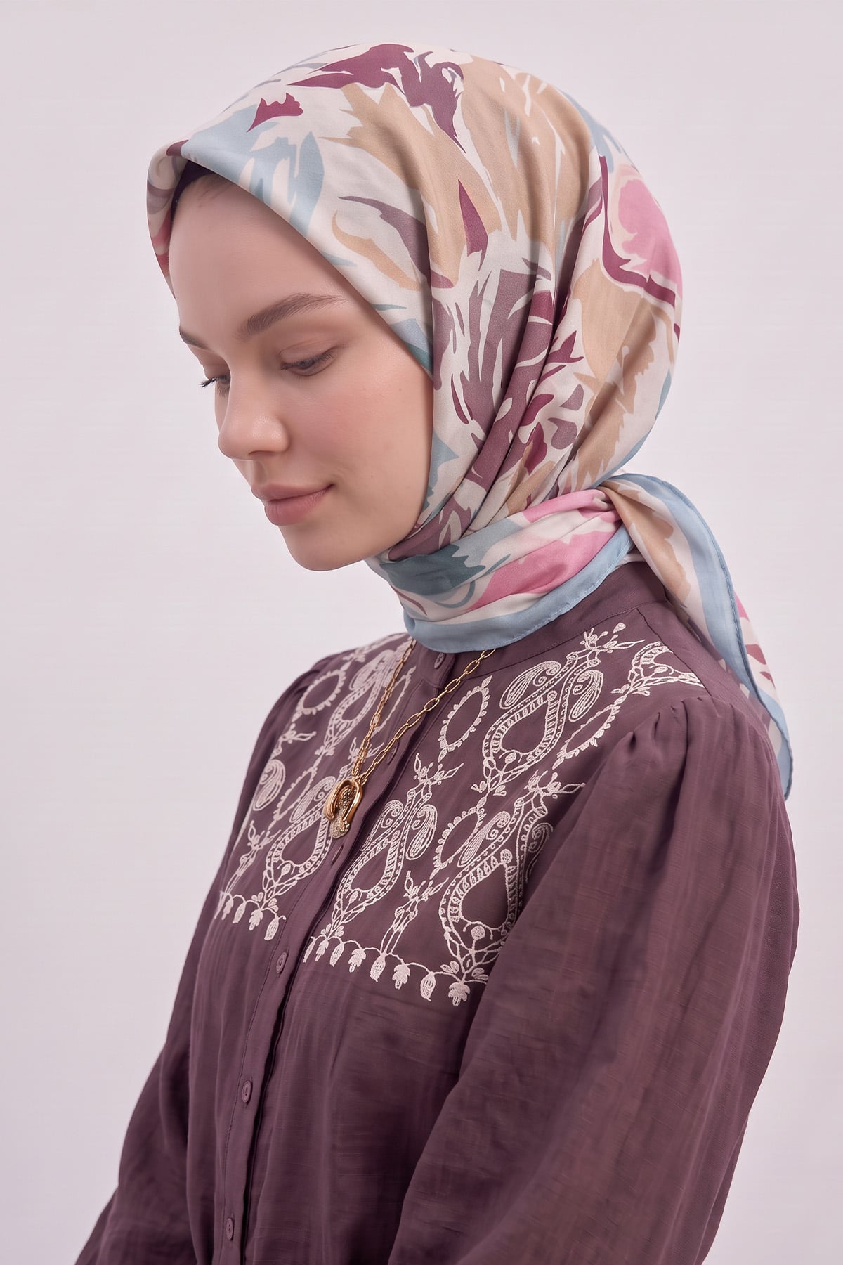 Manolya Çiçeği Aqua Soft Eşarp 8049 - SU YEŞİLİ | zenne.com 