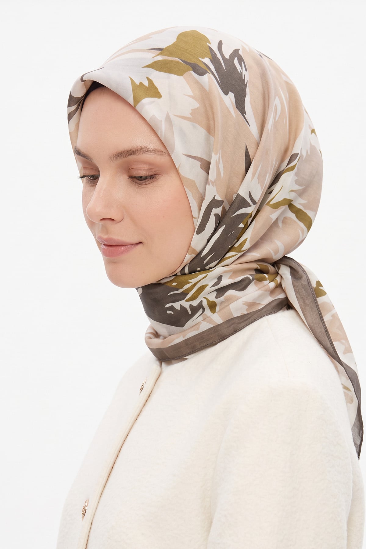 Manolya Çiçeği Aqua Soft Eşarp 8049 - VİZON | zenne.com 