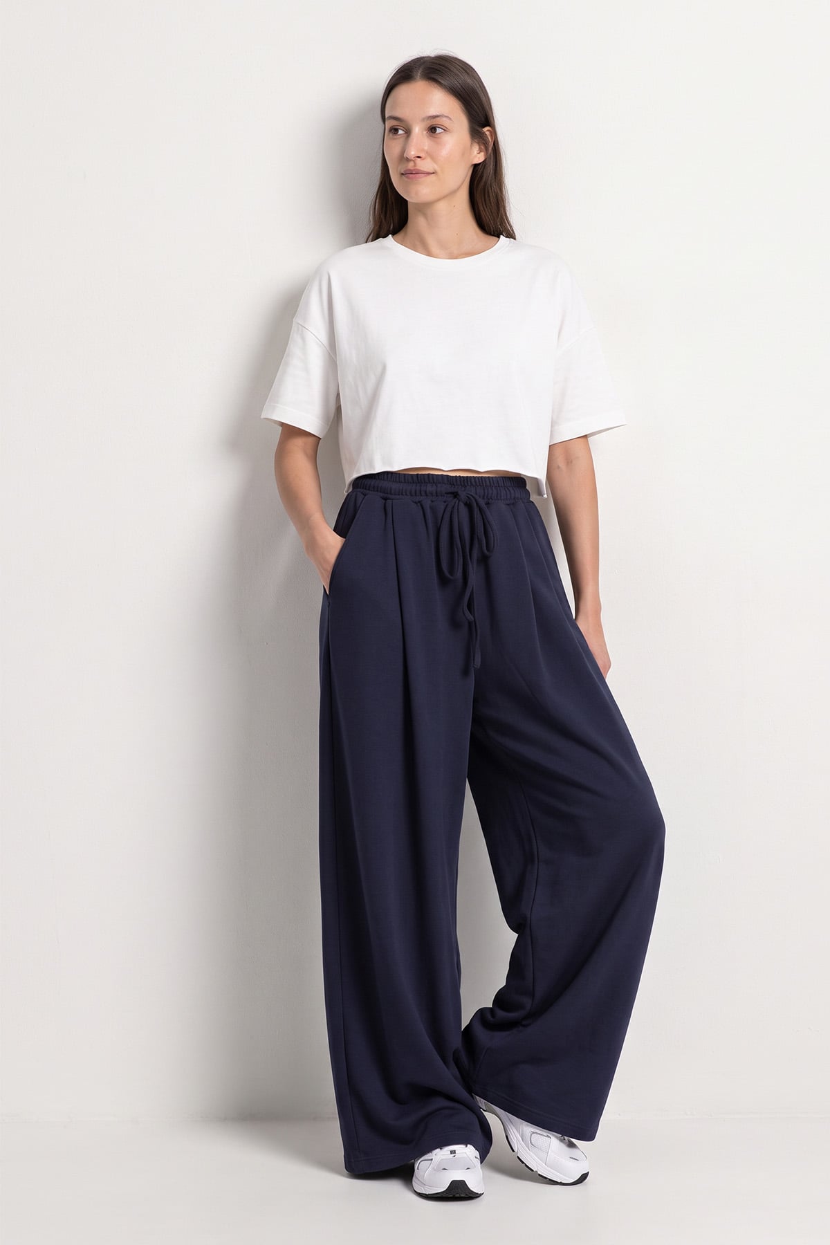 Bol Paça Pantolon 202714 - LACİVERT | zenne.com 