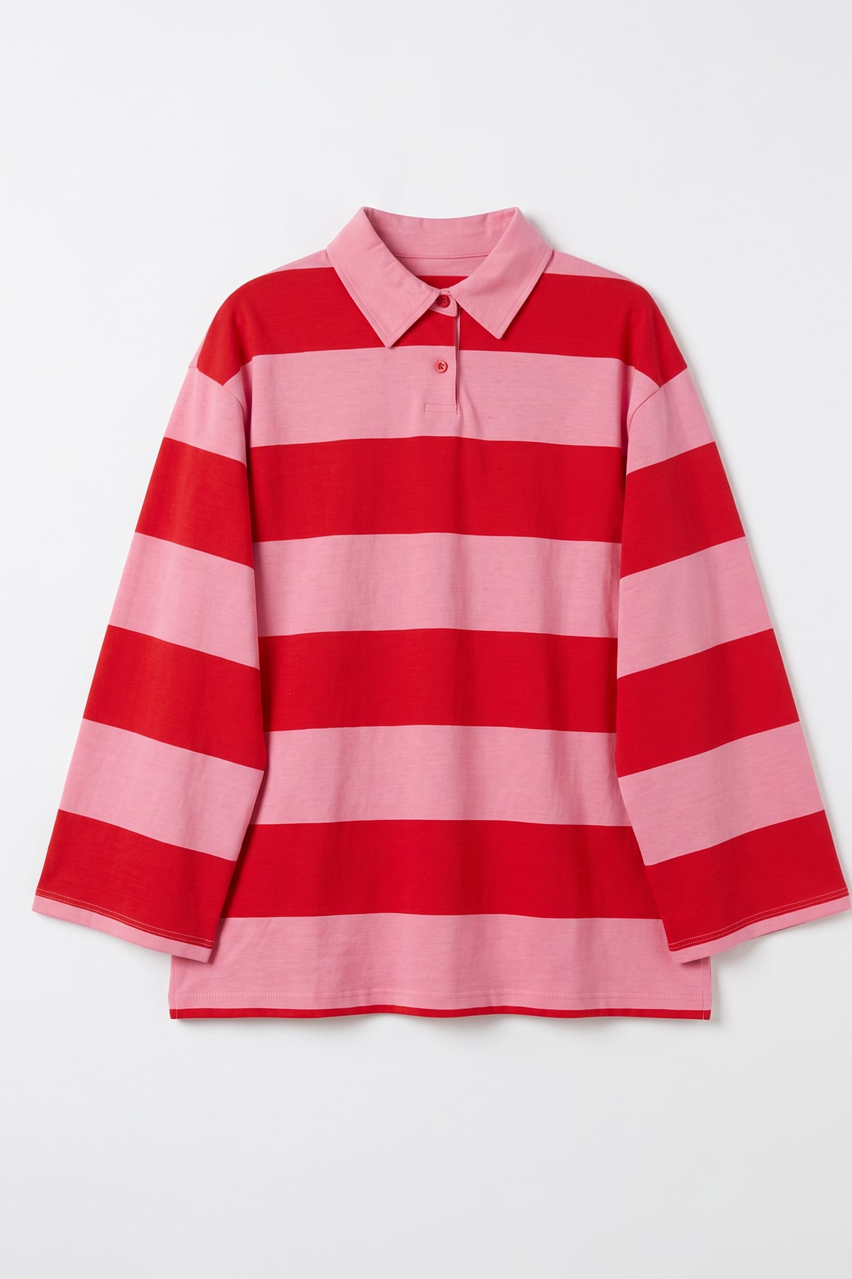 Polo Yaka Çizgili Tunik 27191 - PEMBE | zenne.com 
