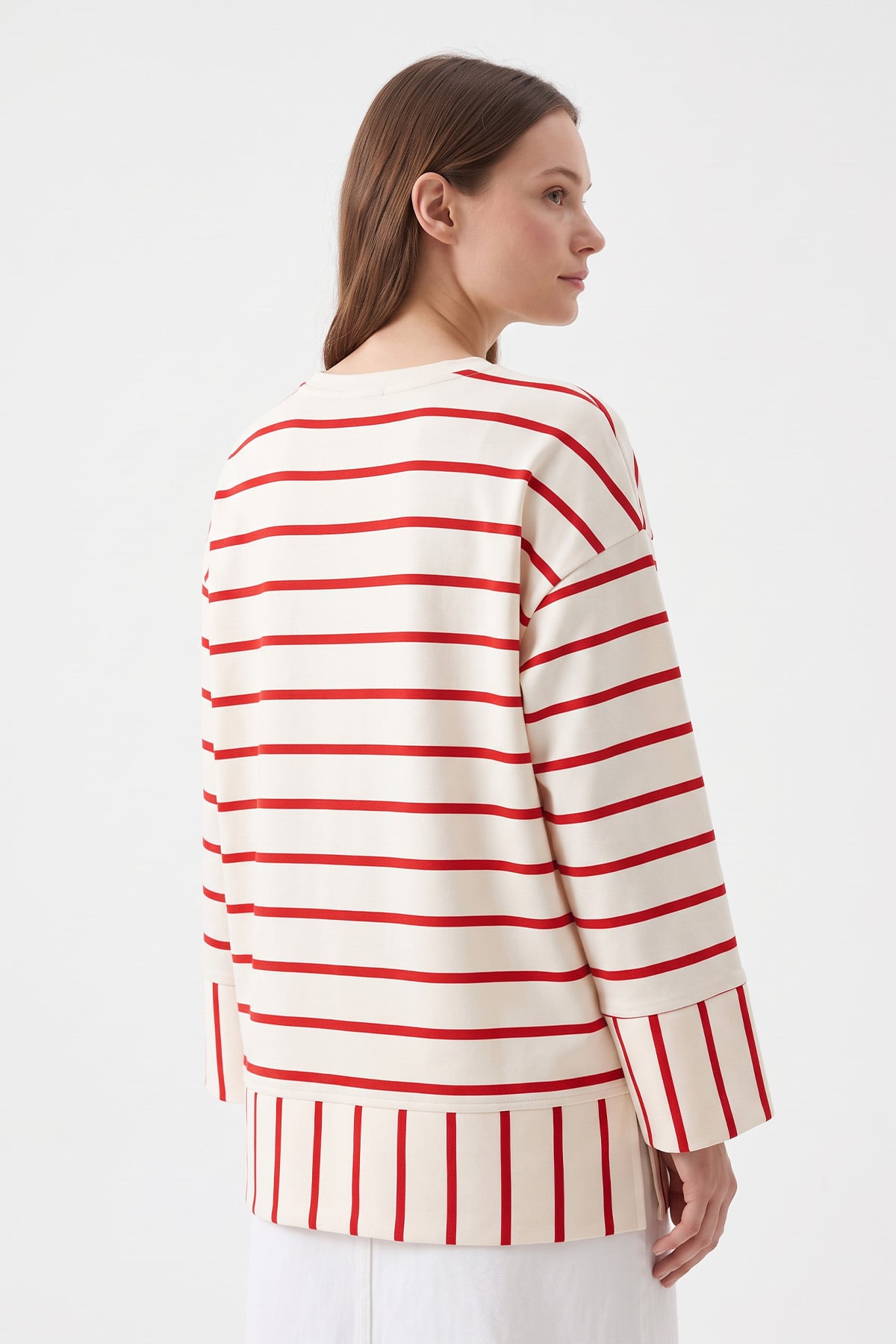 Çizgili Tunik 22089 - KIRMIZI | zenne.com 