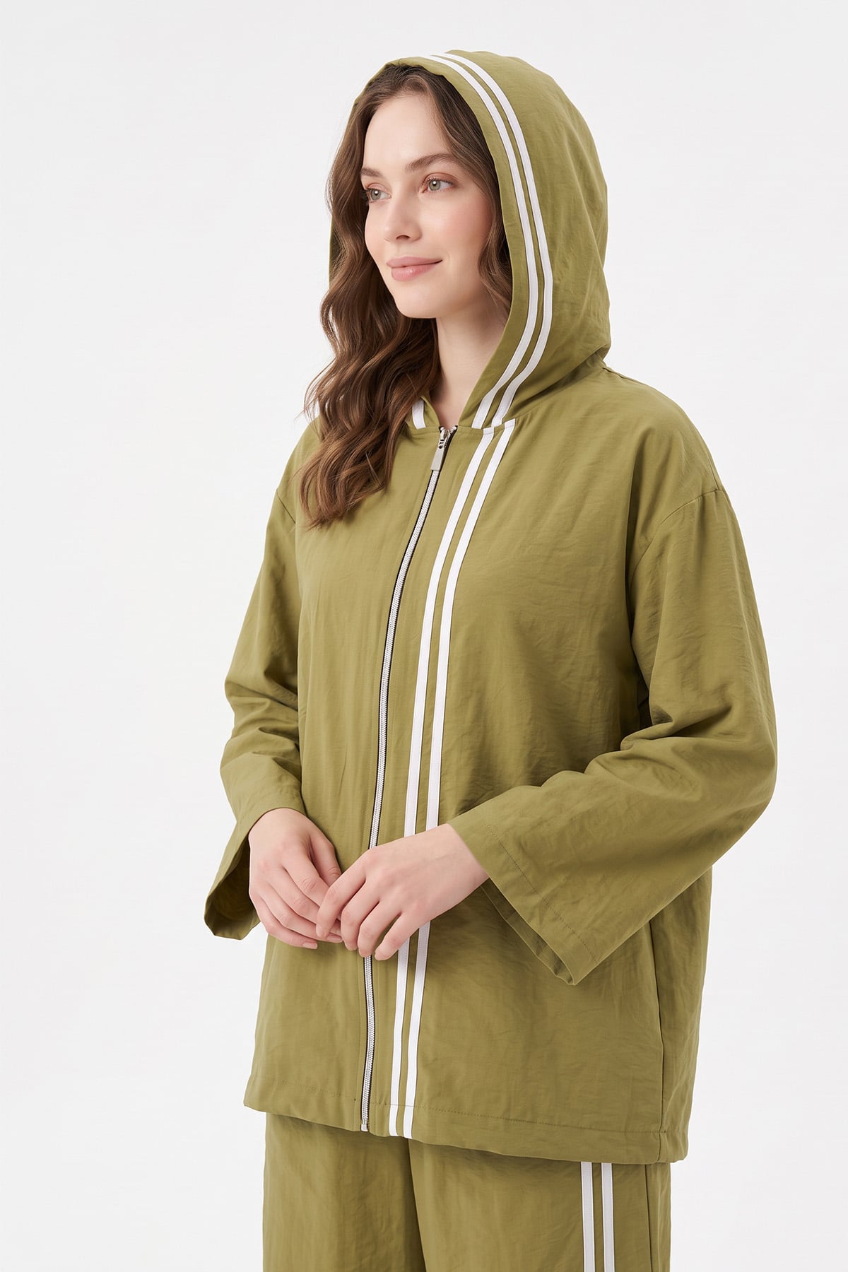 Şerit Detaylı Takım 1724 - AÇIK HAKİ | zenne.com 