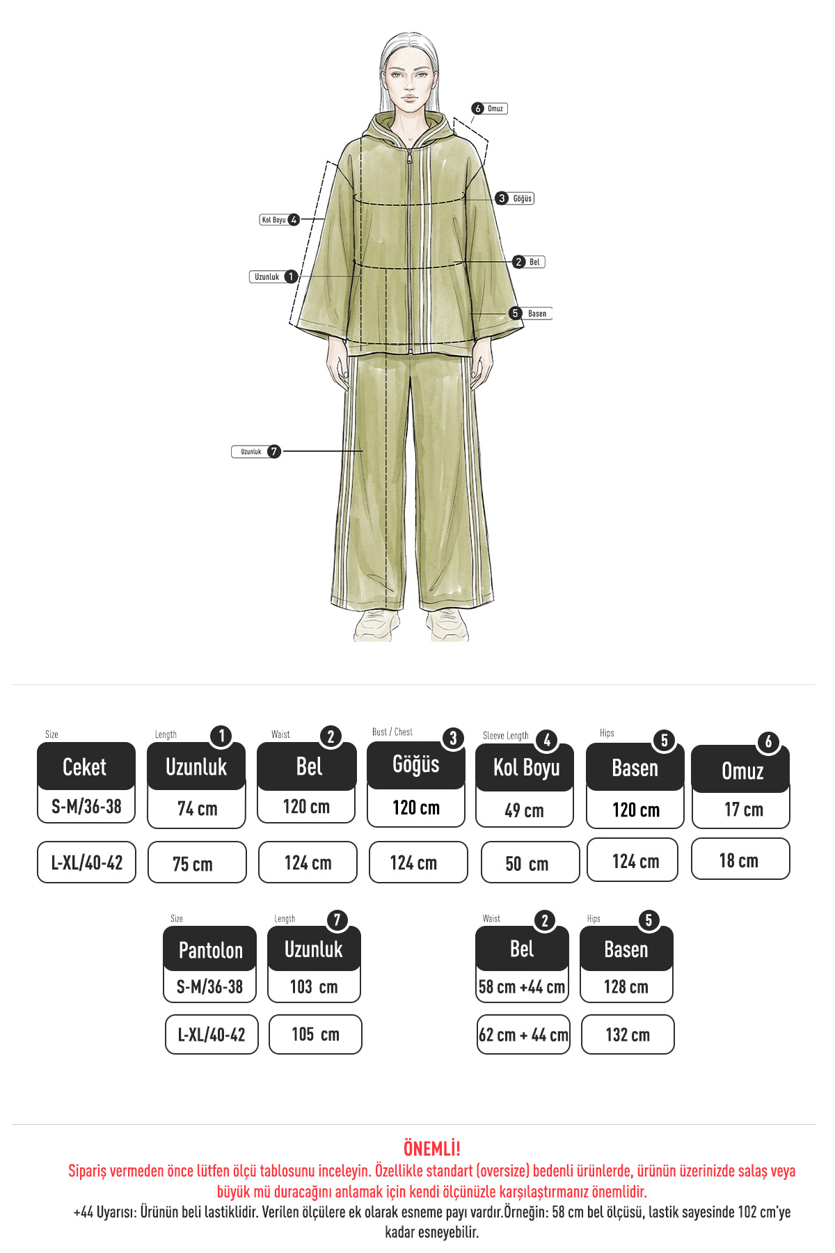 Şerit Detaylı Takım 1724 - AÇIK HAKİ | zenne.com 
