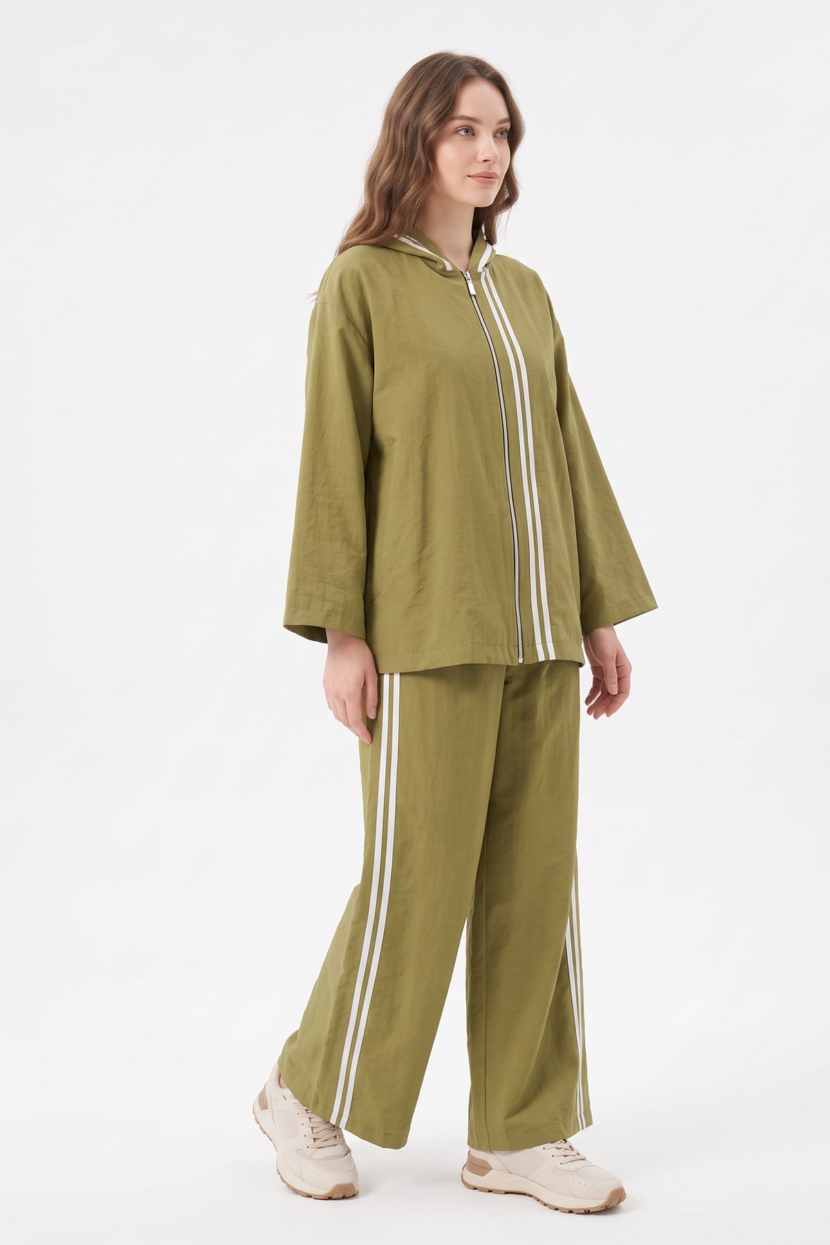 Şerit Detaylı Takım 1724 - AÇIK HAKİ | zenne.com 