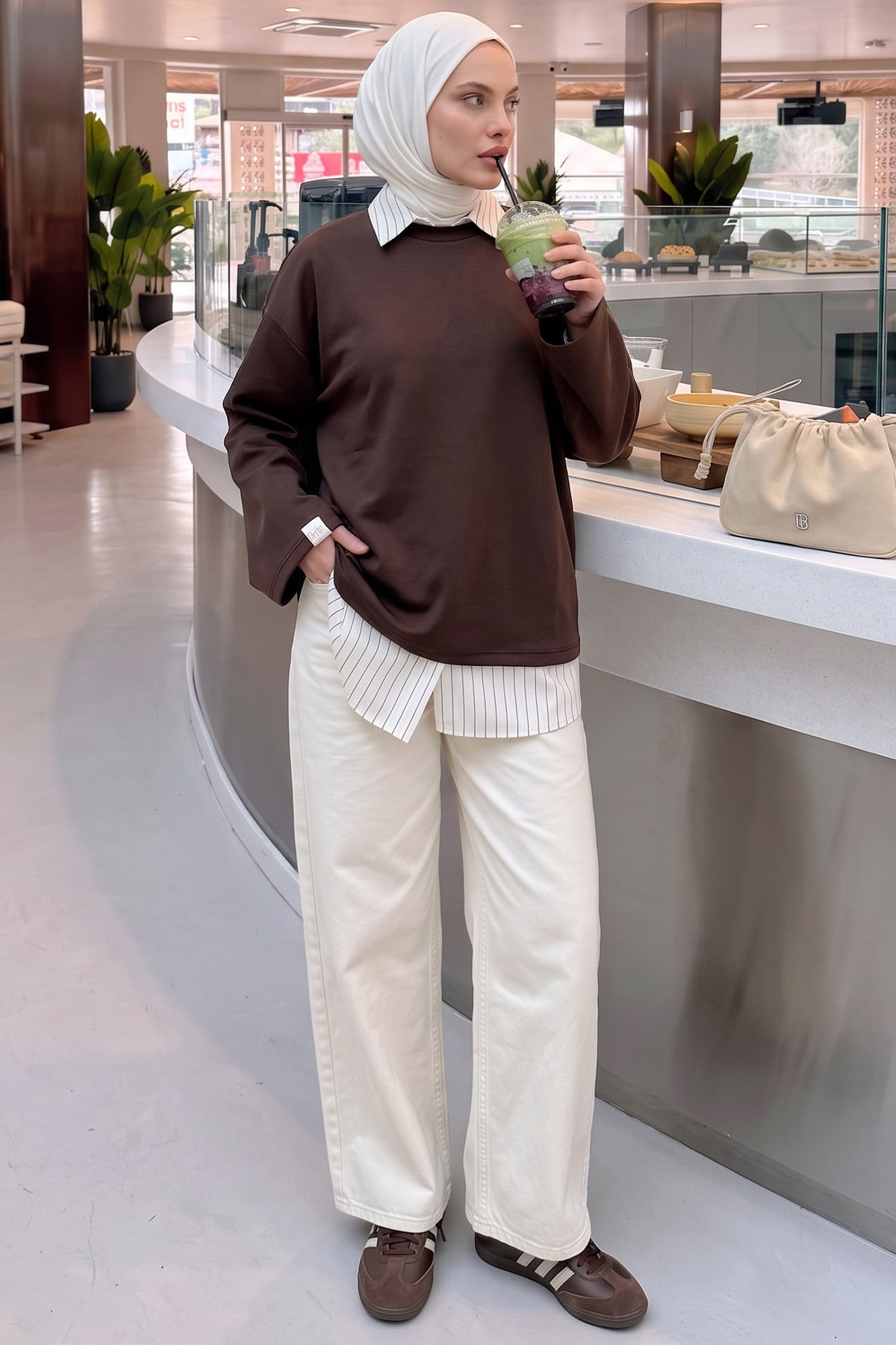Basic Tunik 27134 - KAHVE | zenne.com 