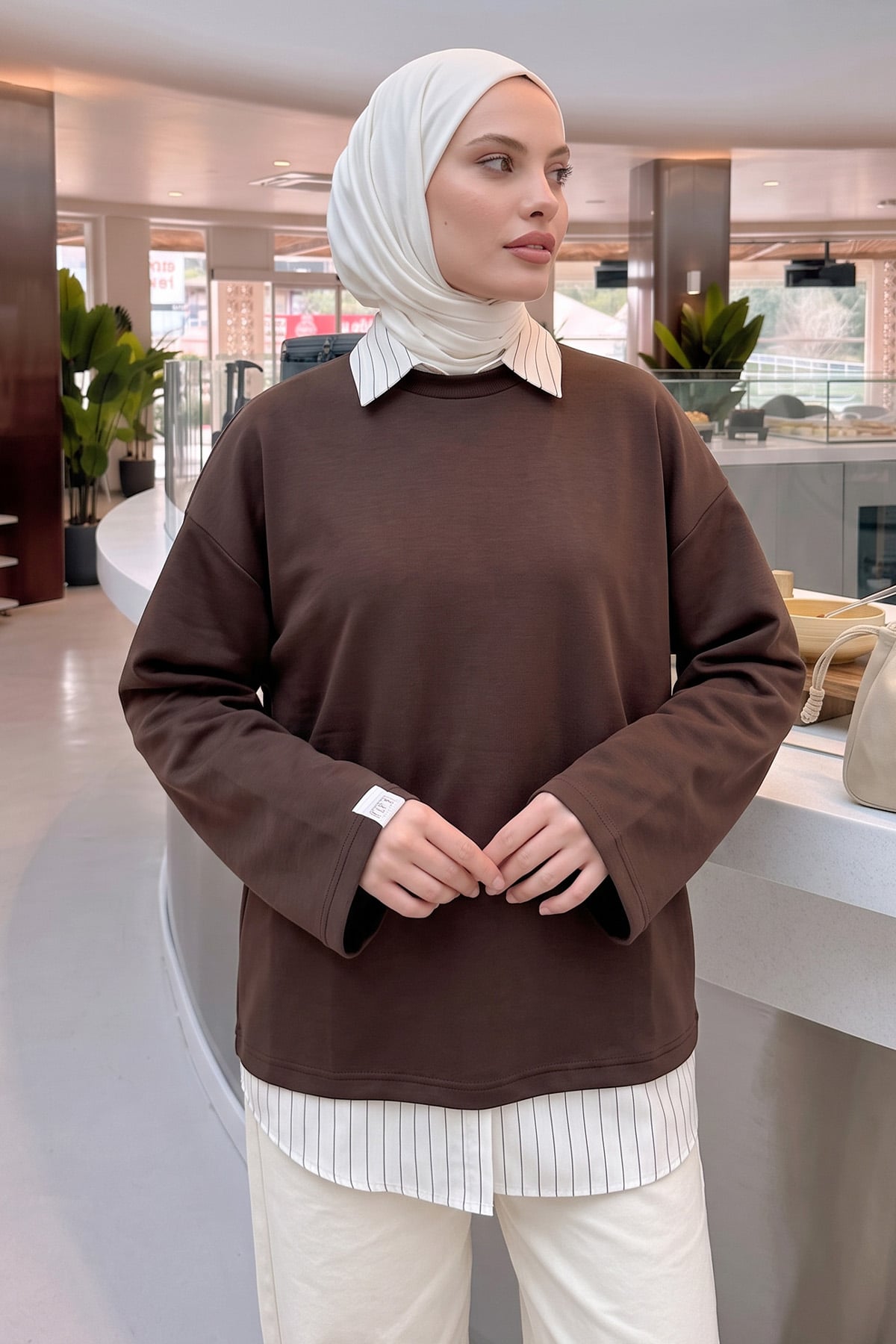 Basic Tunik 27134 - KAHVE | zenne.com 