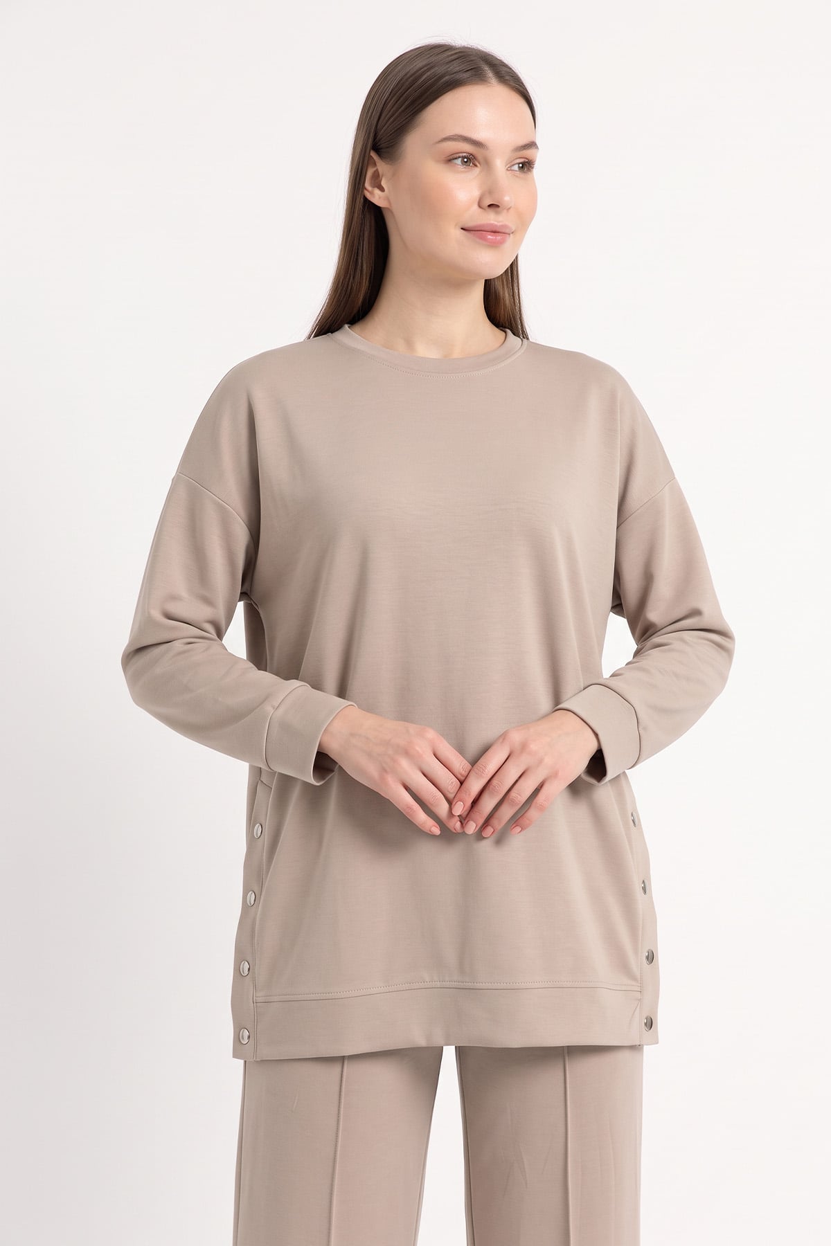 Yanları Çıtçıtlı Oysho Takım 2004 - BEJ | zenne.com 