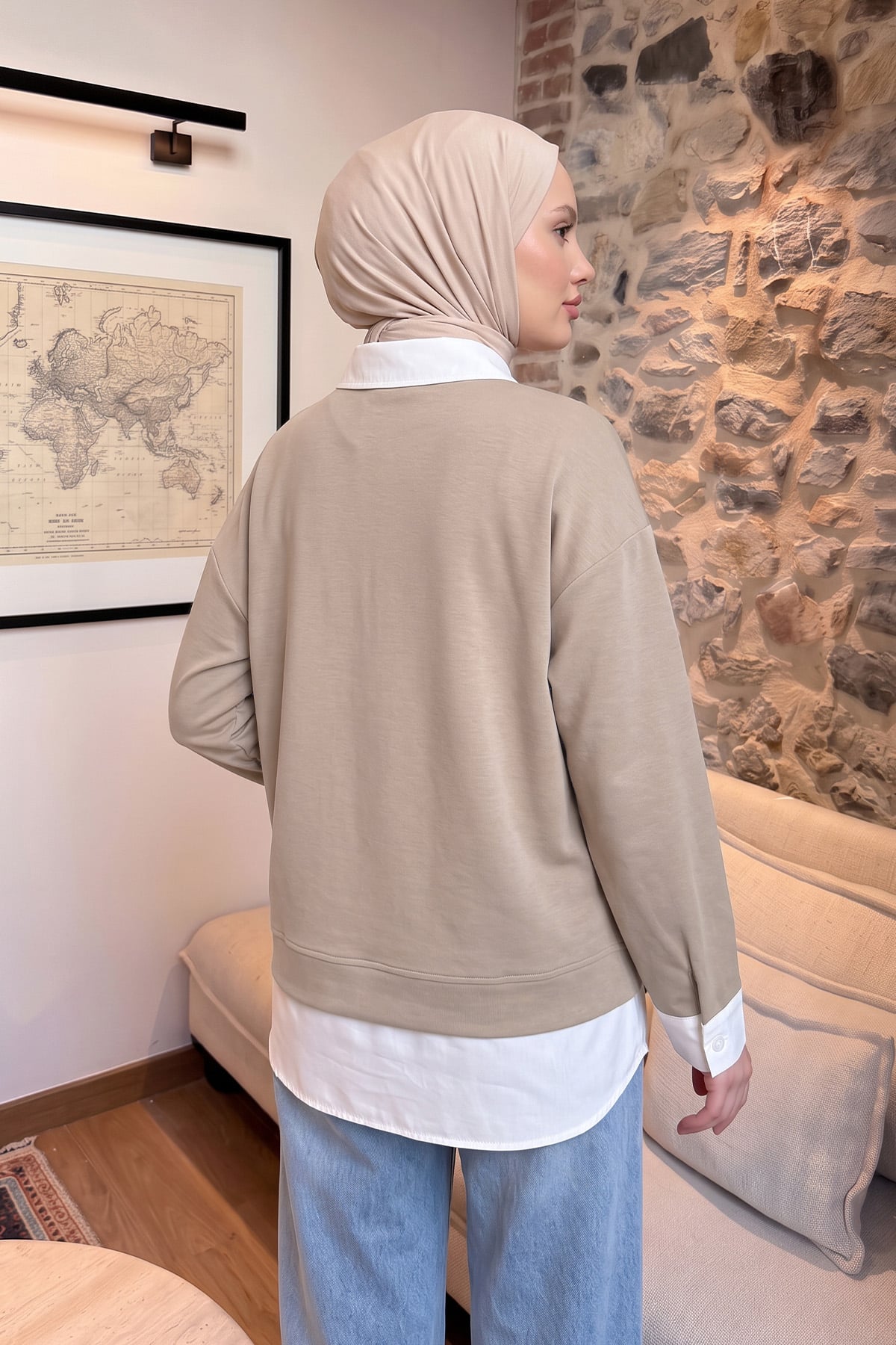 Gömlek Detaylı Tunik 202716 - BEJ | zenne.com 