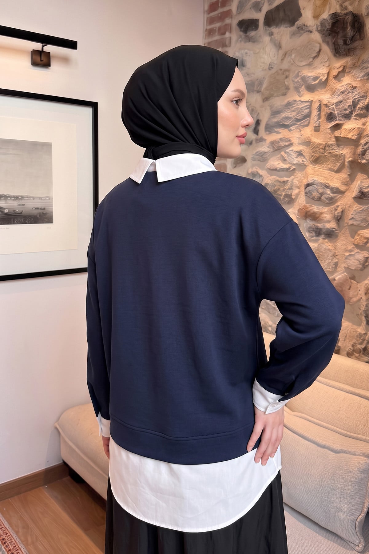 Gömlek Detaylı Tunik 202716 - LACİVERT | zenne.com 
