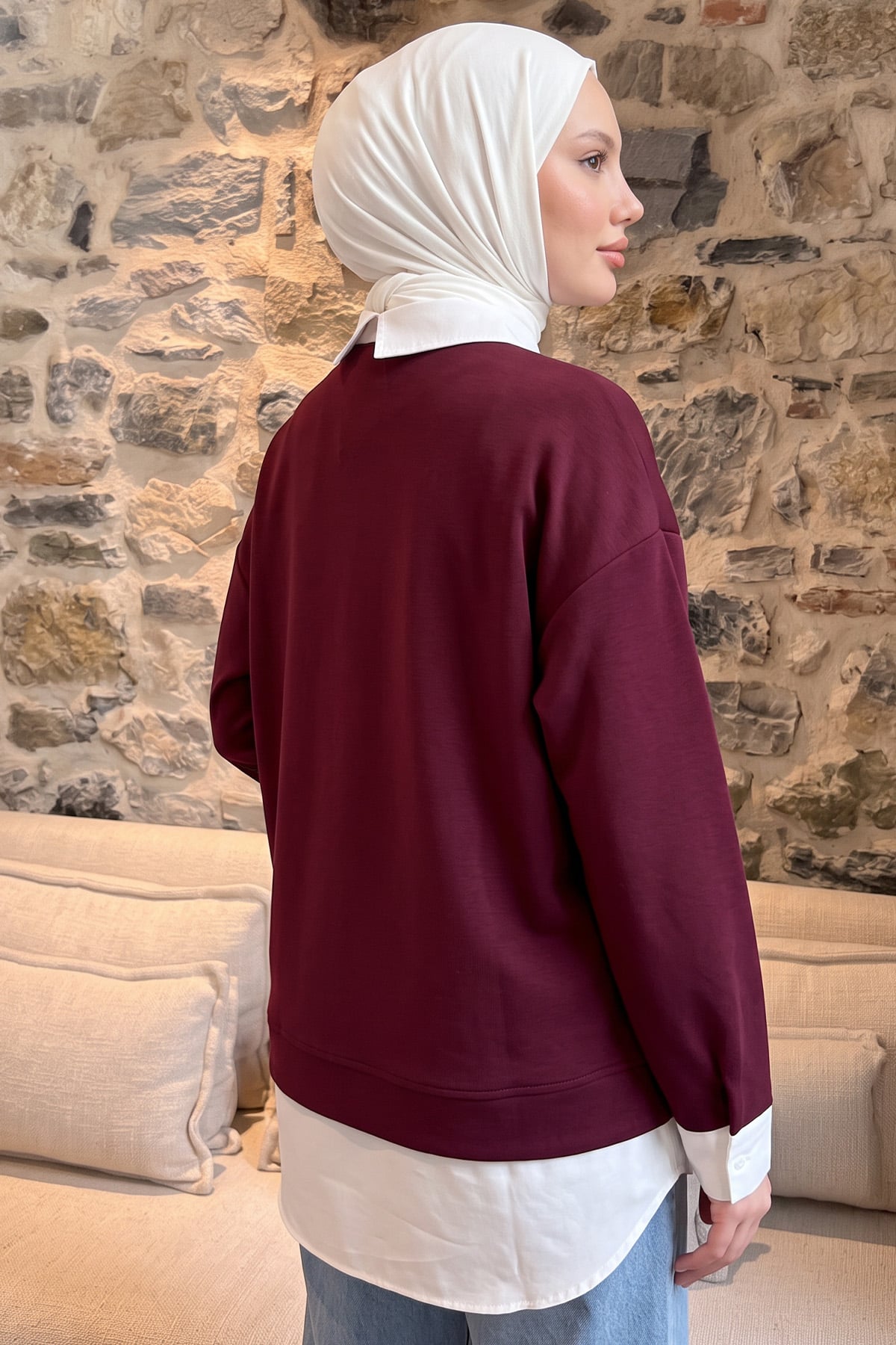 Gömlek Detaylı Tunik 202716 - BORDO | zenne.com 